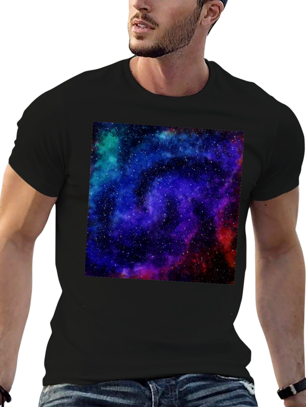 Galaxy Print Black T-Shirt