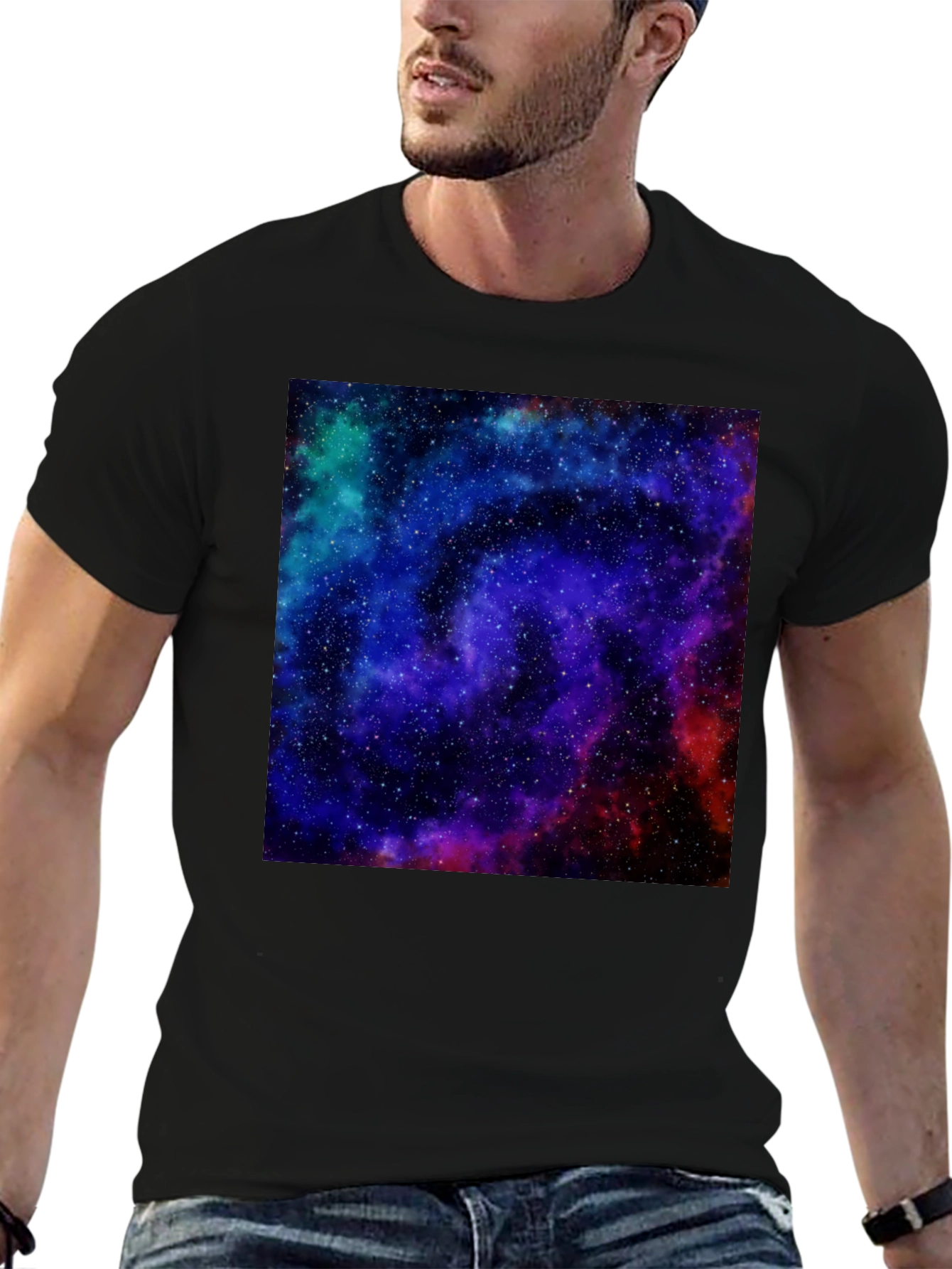 Galaxy Print Black T-Shirt