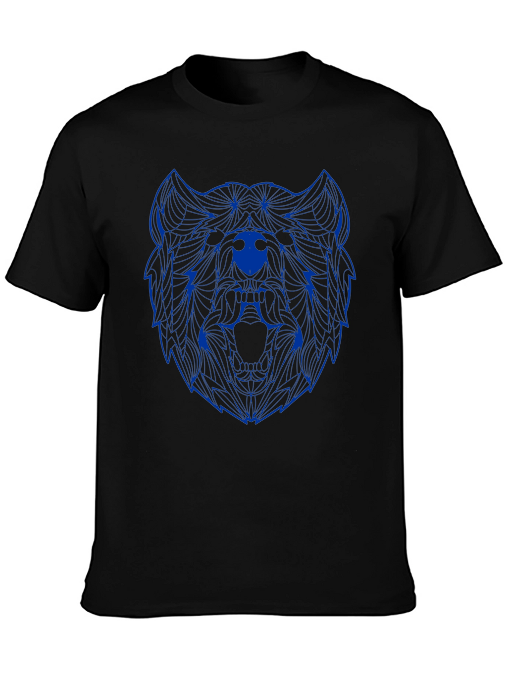 Geometric Bear Graphic Tee - Black