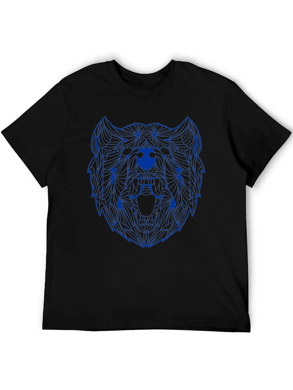 Geometric Bear Graphic Tee - Black