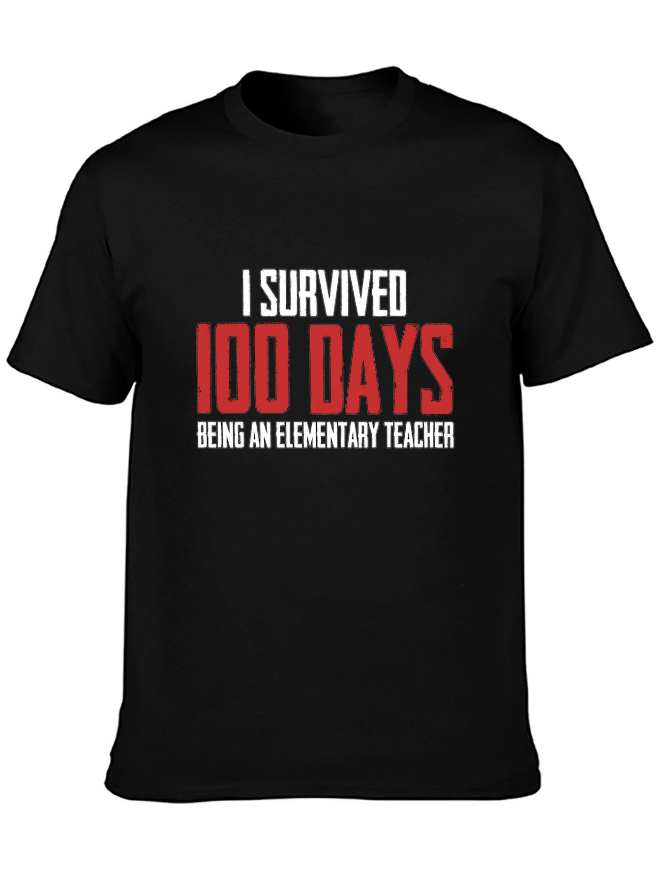 I Survived 100 Days Teacher Black T-Shirt
