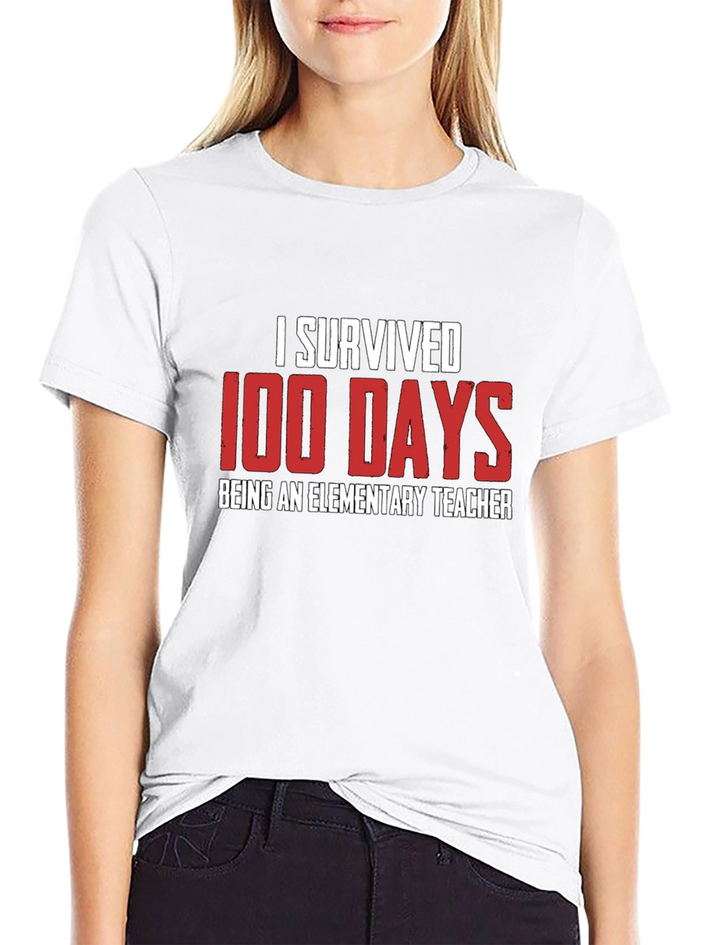 I Survived 100 Days Teacher Black T-Shirt