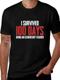 I Survived 100 Days Teacher Black T-Shirt