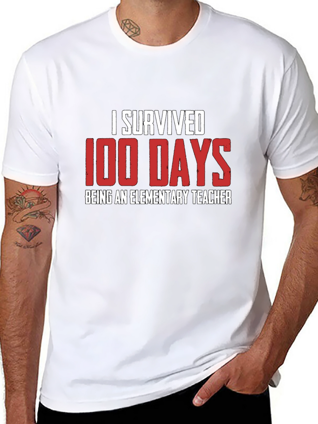 I Survived 100 Days Teacher Black T-Shirt