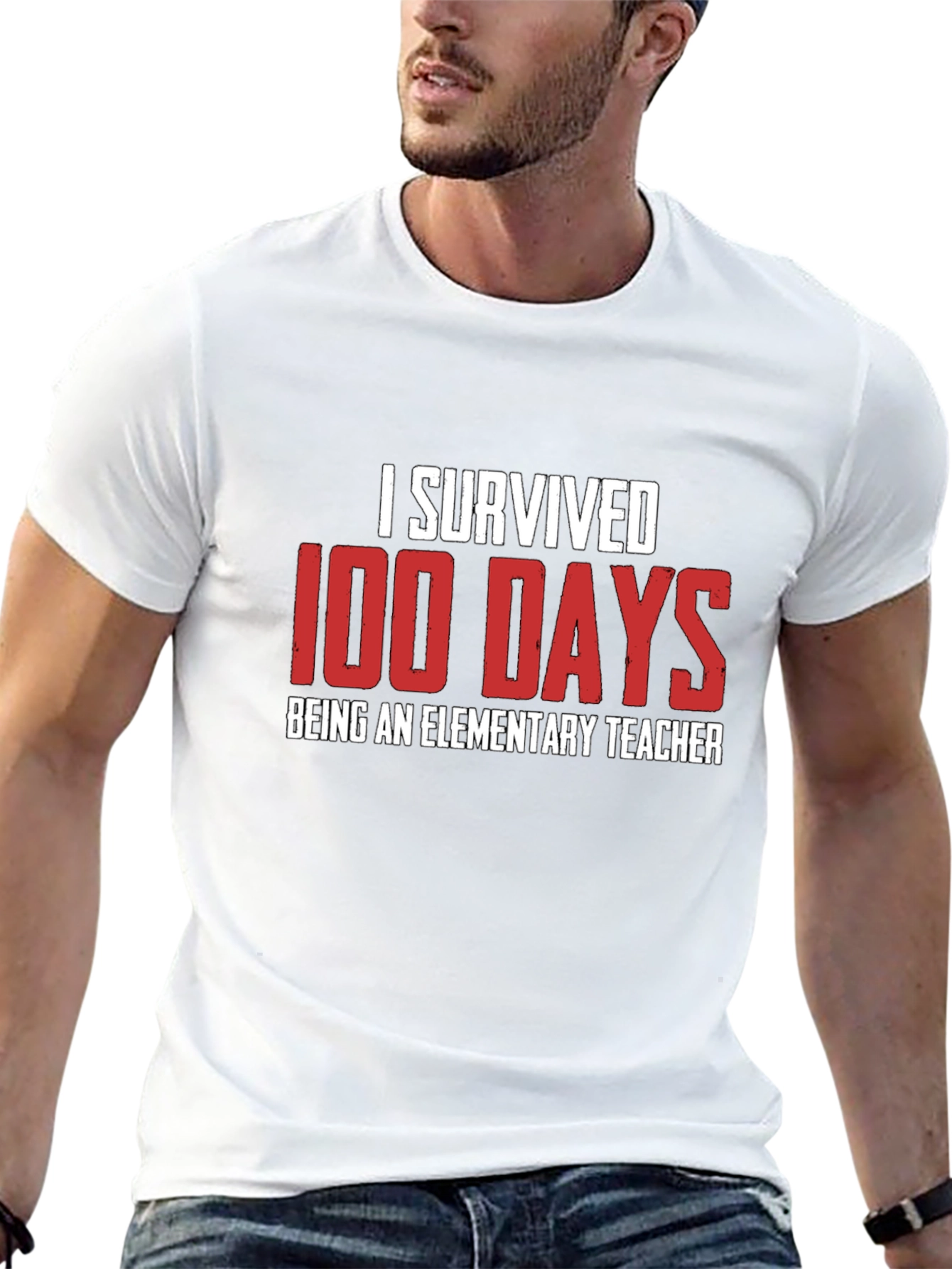 I Survived 100 Days Teacher Black T-Shirt