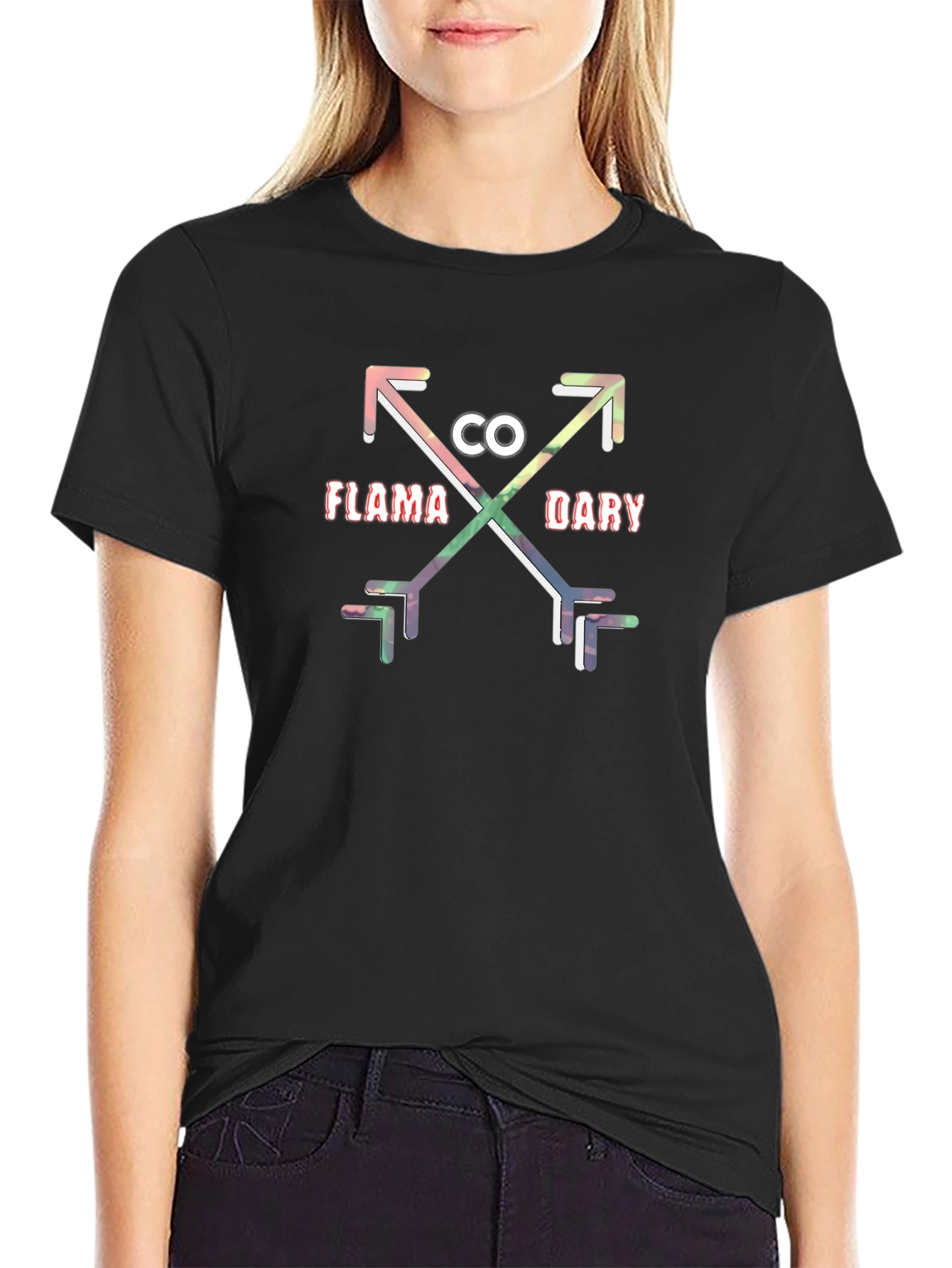 Flama Dary Arrows Graphic Tee - Black Cotton Casual