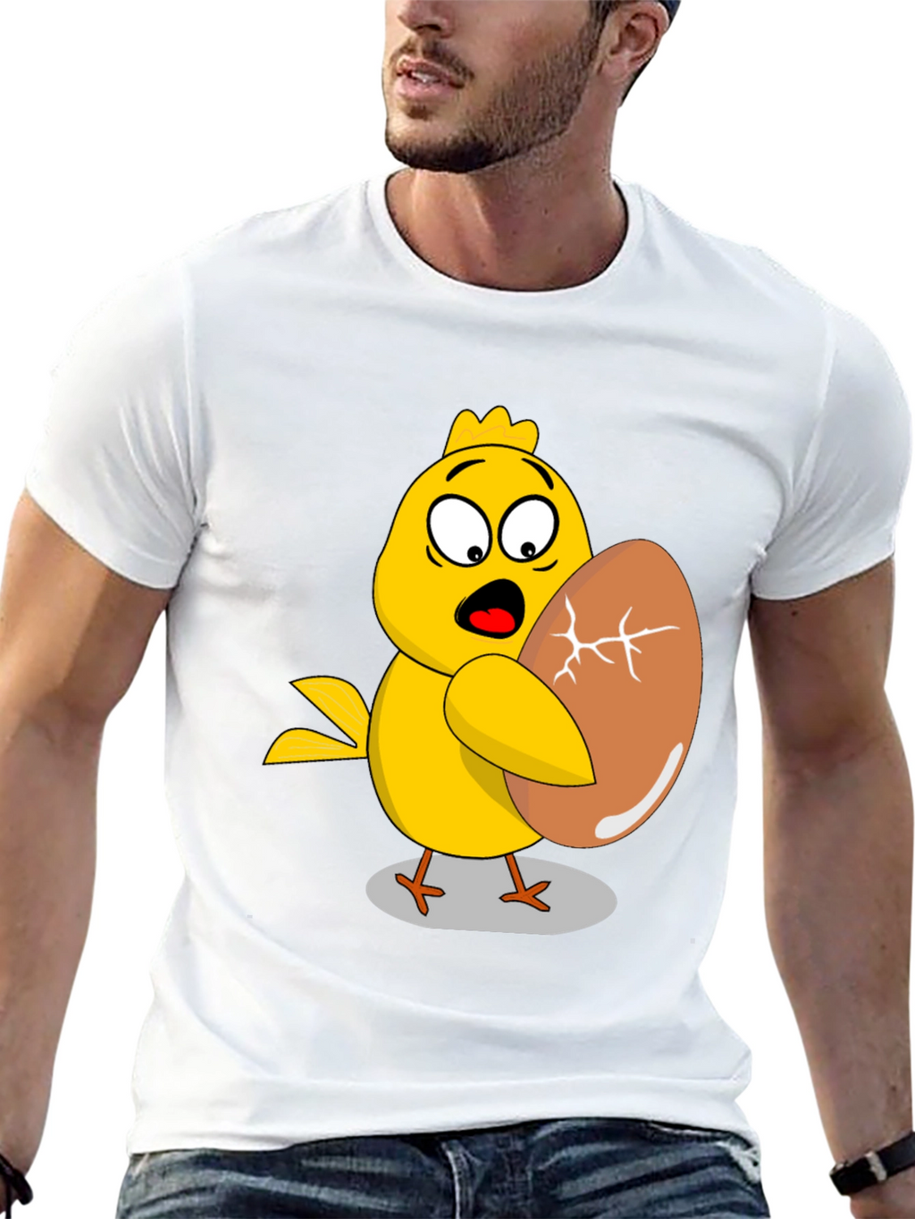 Funny Chick Holding Cracked Egg T-Shirt
