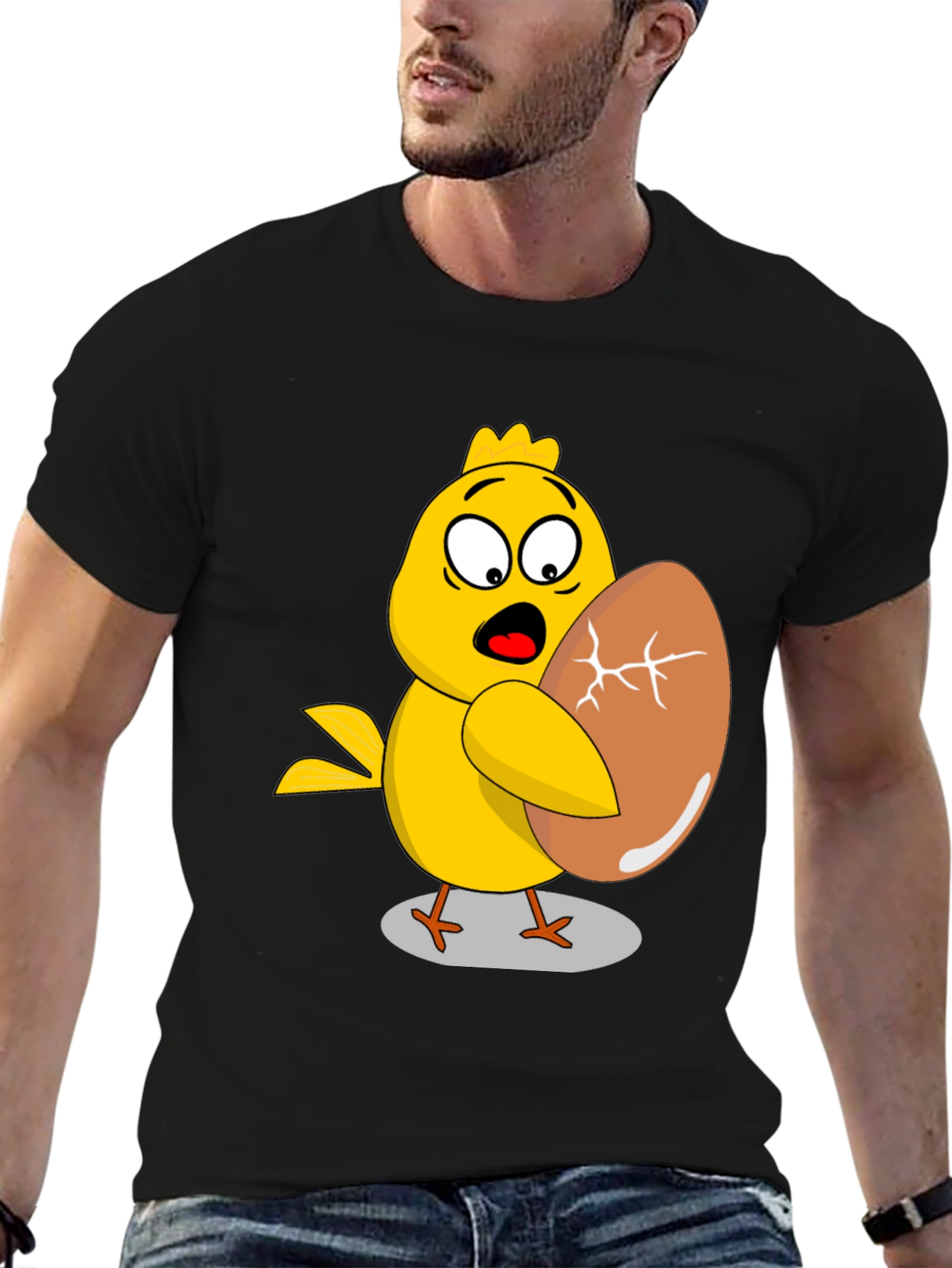 Funny Chick Holding Cracked Egg T-Shirt