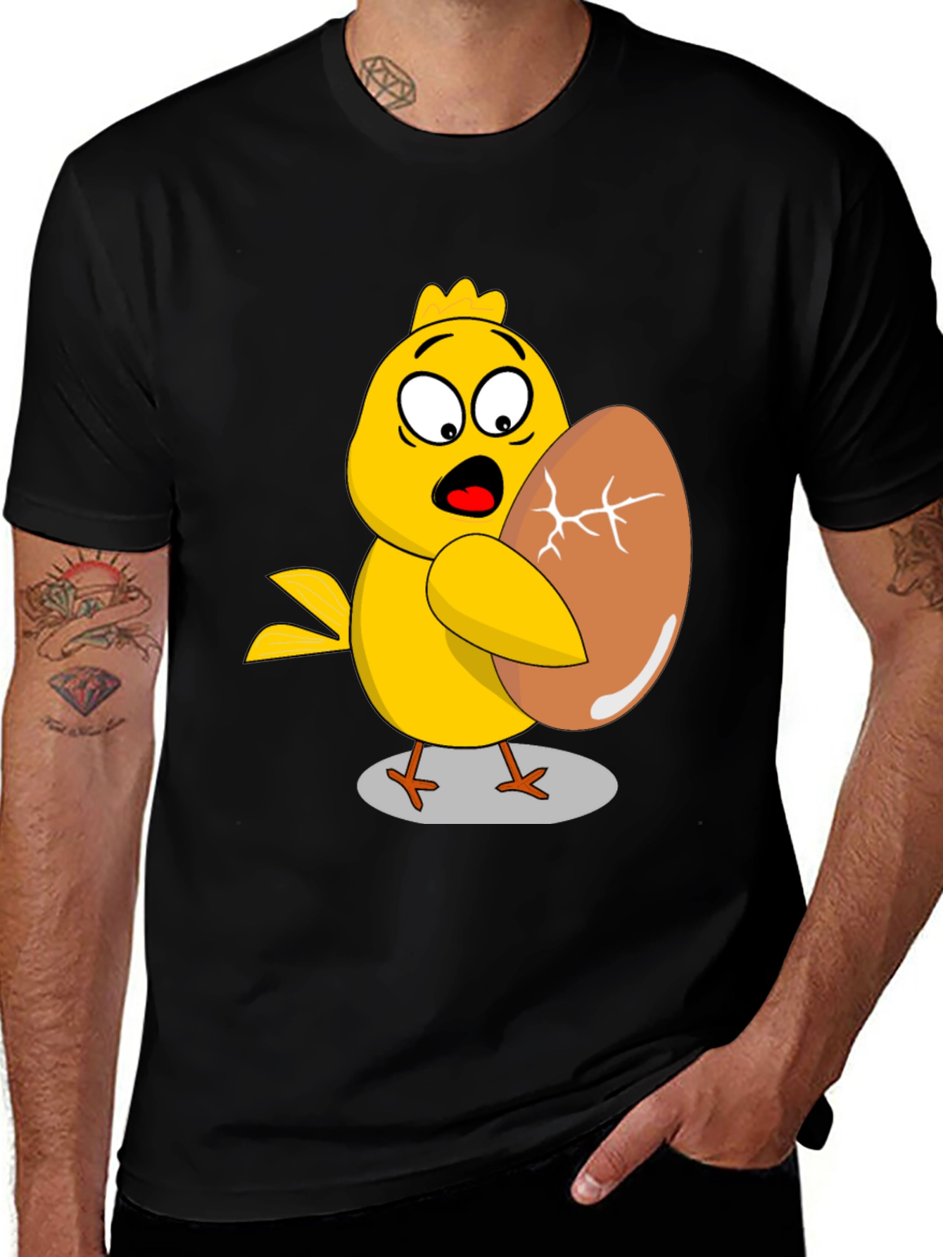 Funny Chick Holding Cracked Egg T-Shirt