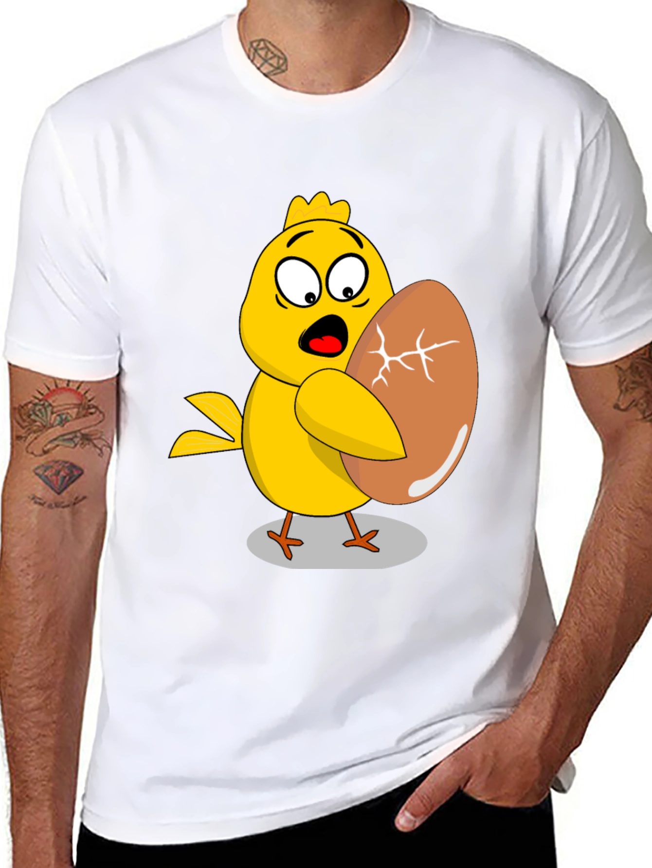 Funny Chick Holding Cracked Egg T-Shirt