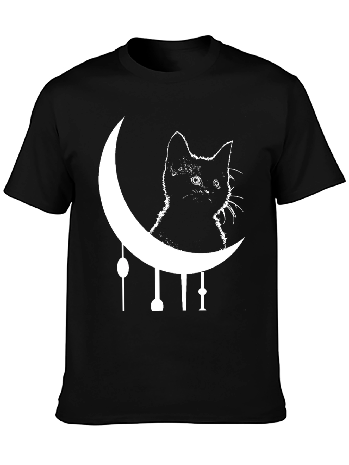 Black Cat Moon Graphic Tee - Trendy & Unique