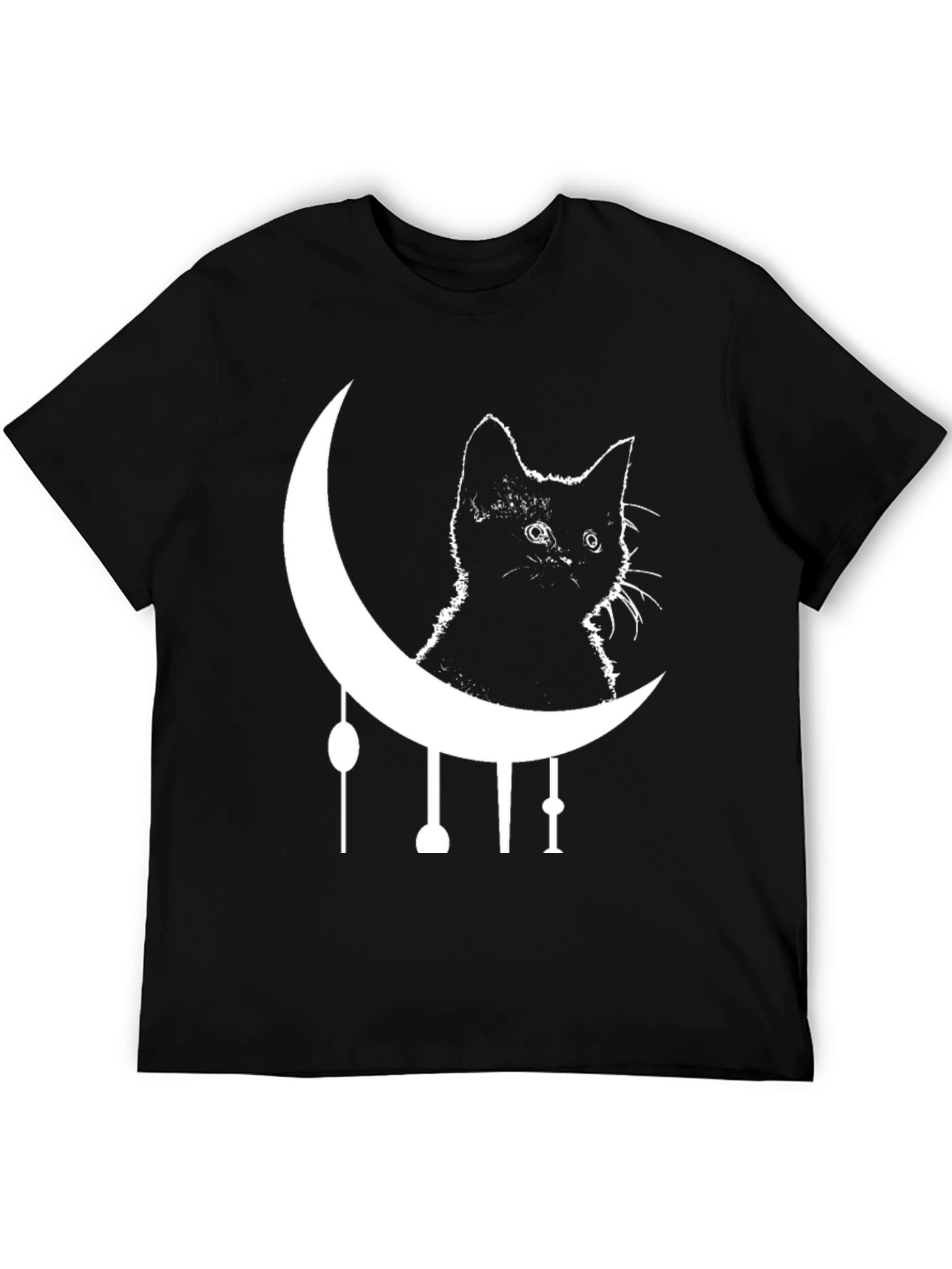 Black Cat Moon Graphic Tee - Trendy & Unique