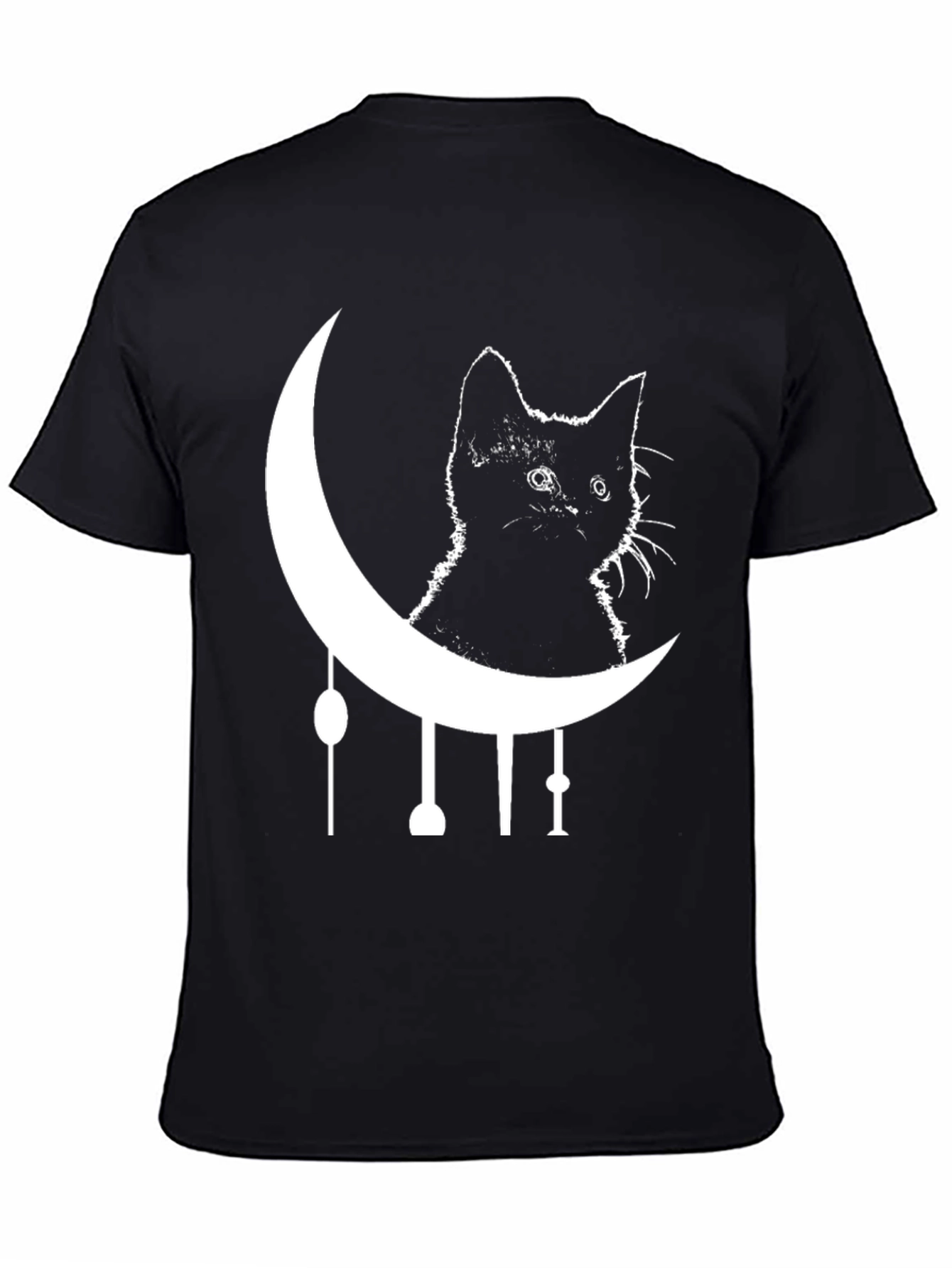 Black Cat Moon Graphic Tee - Trendy & Unique