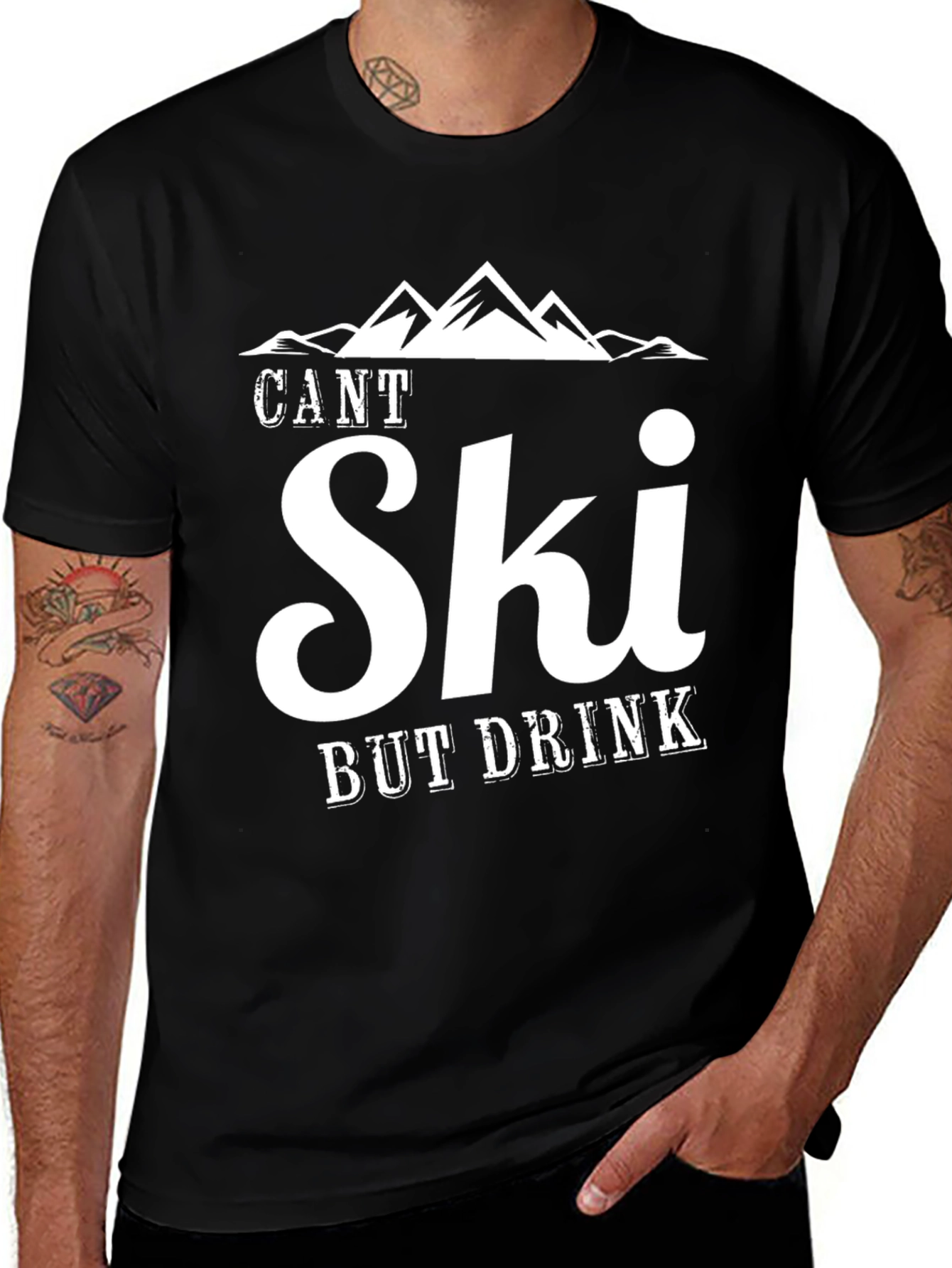 Funny Skiing T-Shirt - Cant Ski But Drink Tee