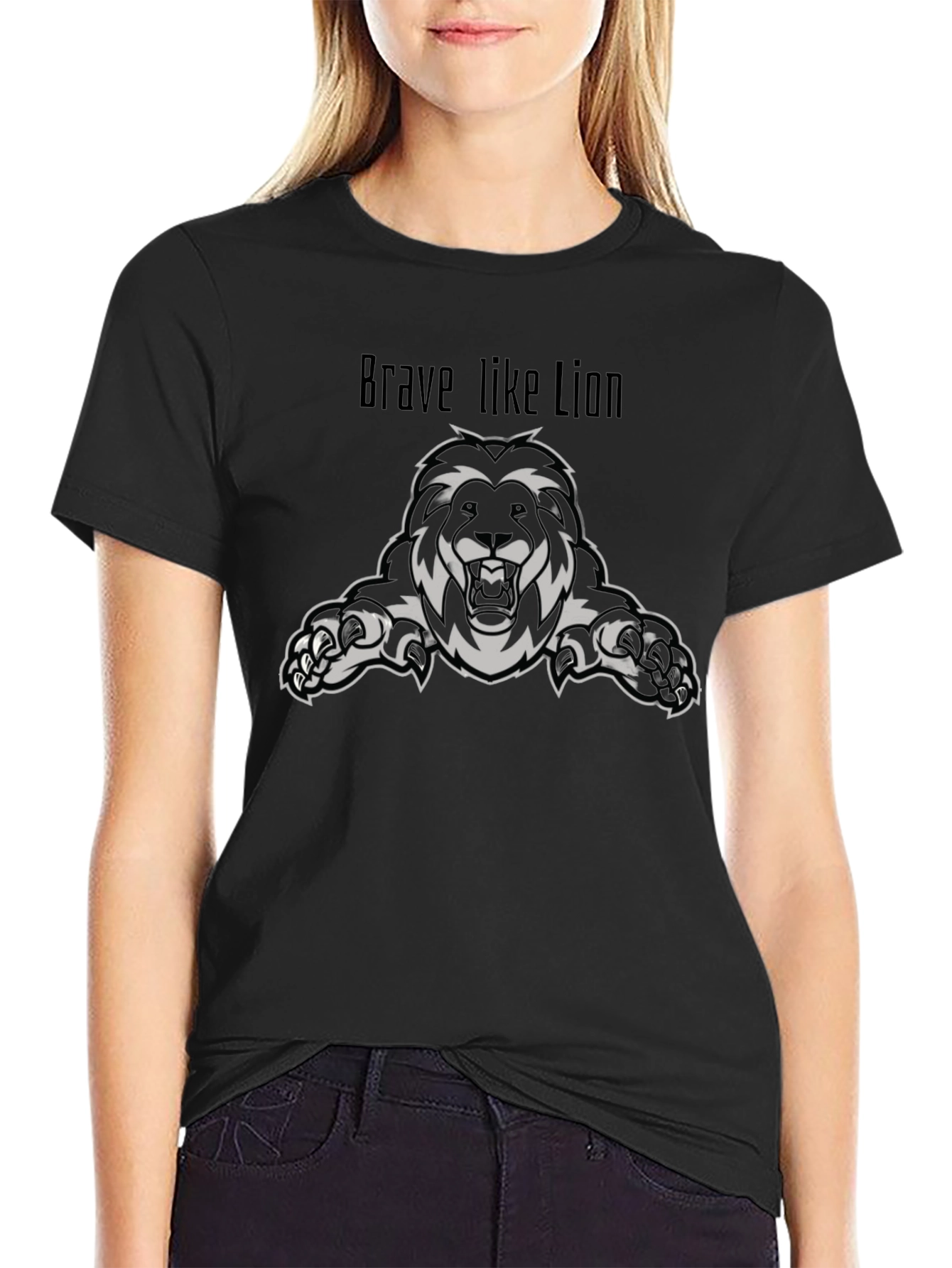 Brave Like Lion Graphic Tee - Black