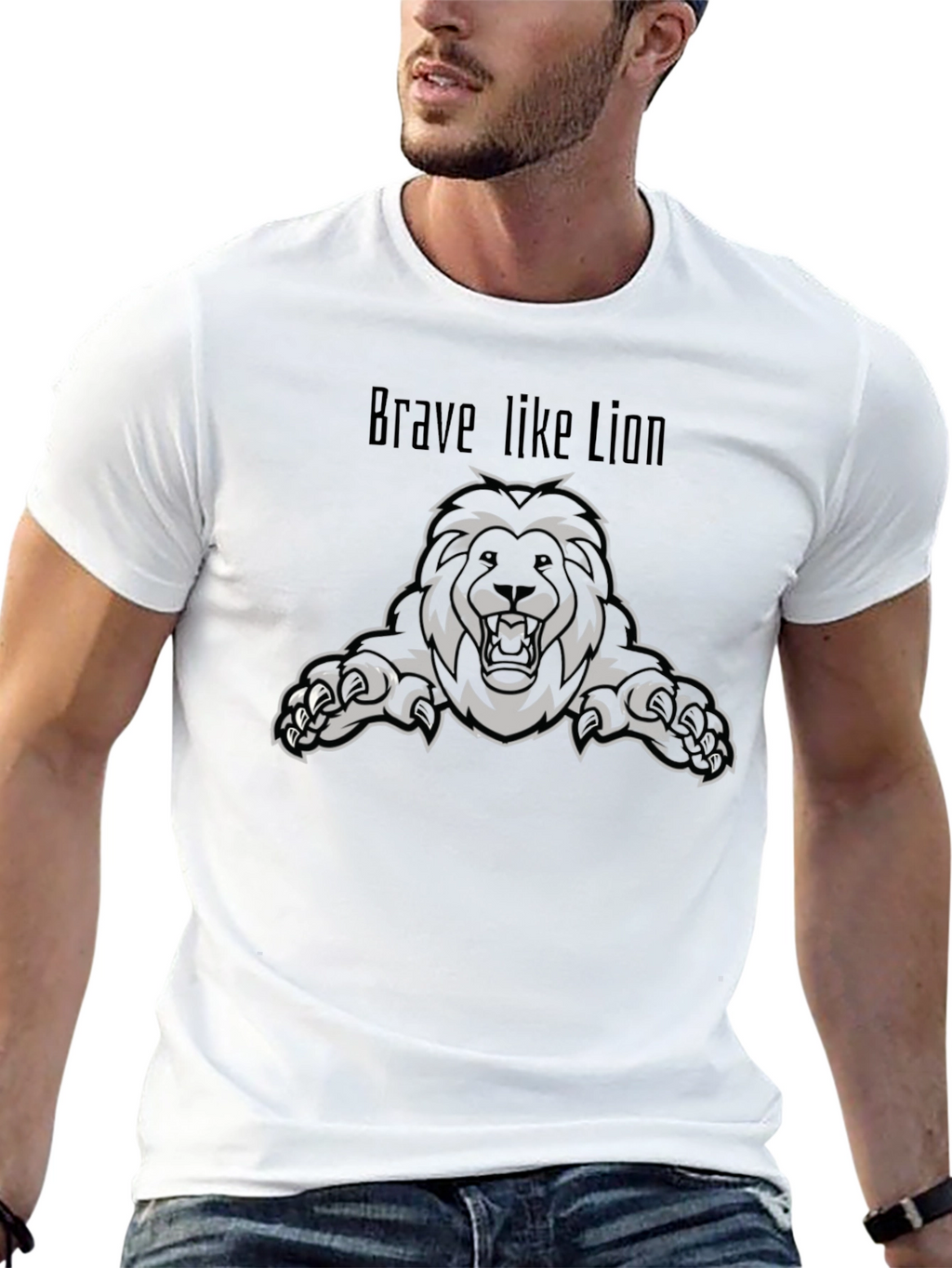 Brave Like Lion Graphic Tee - Black
