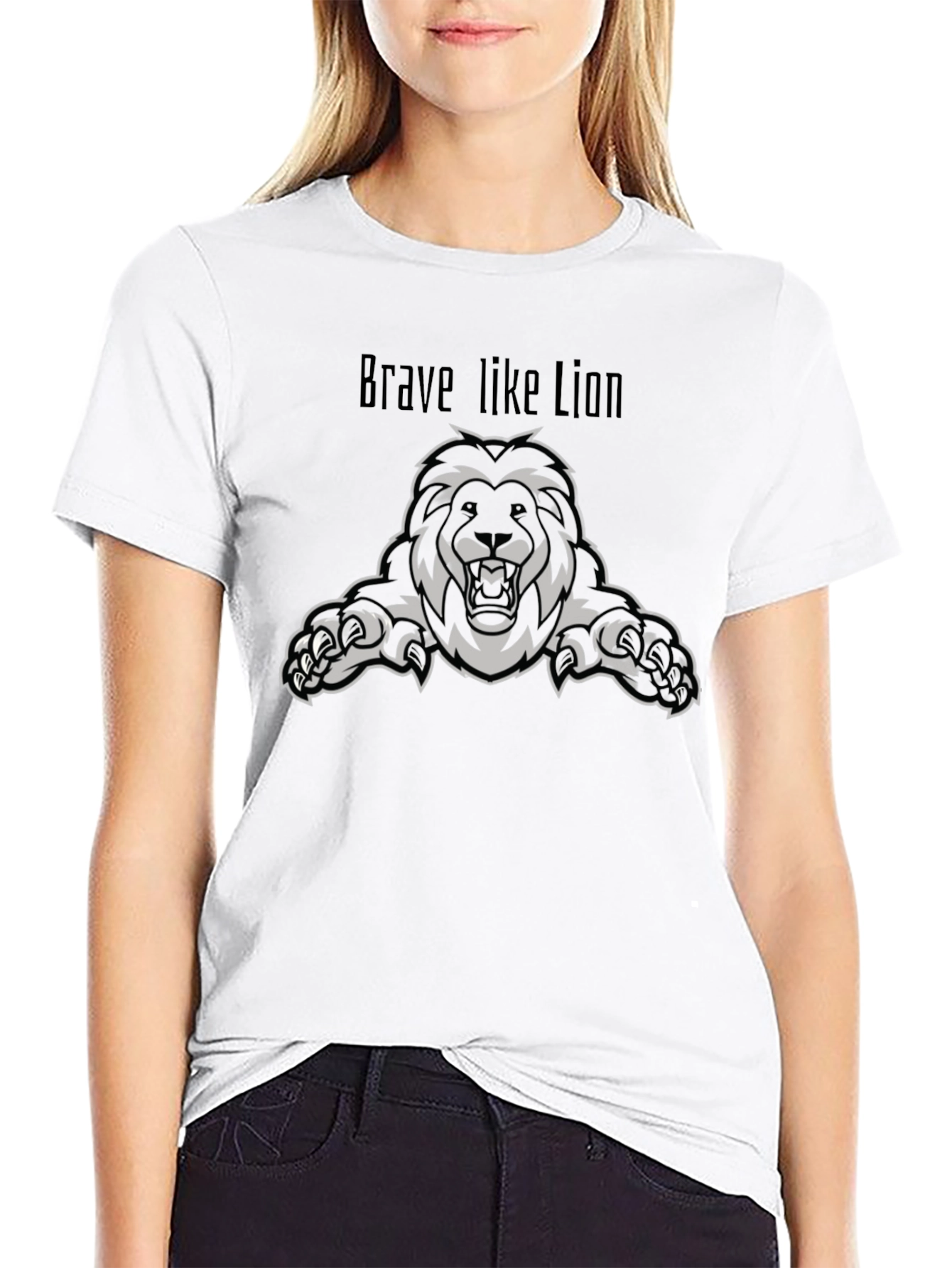 Brave Like Lion Graphic Tee - Black