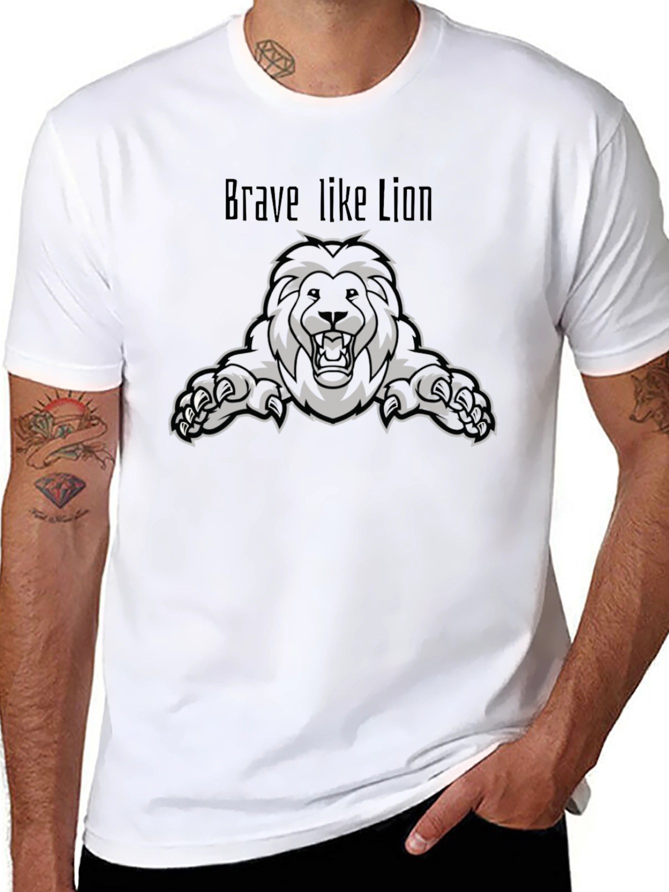 Brave Like Lion Graphic Tee - Black