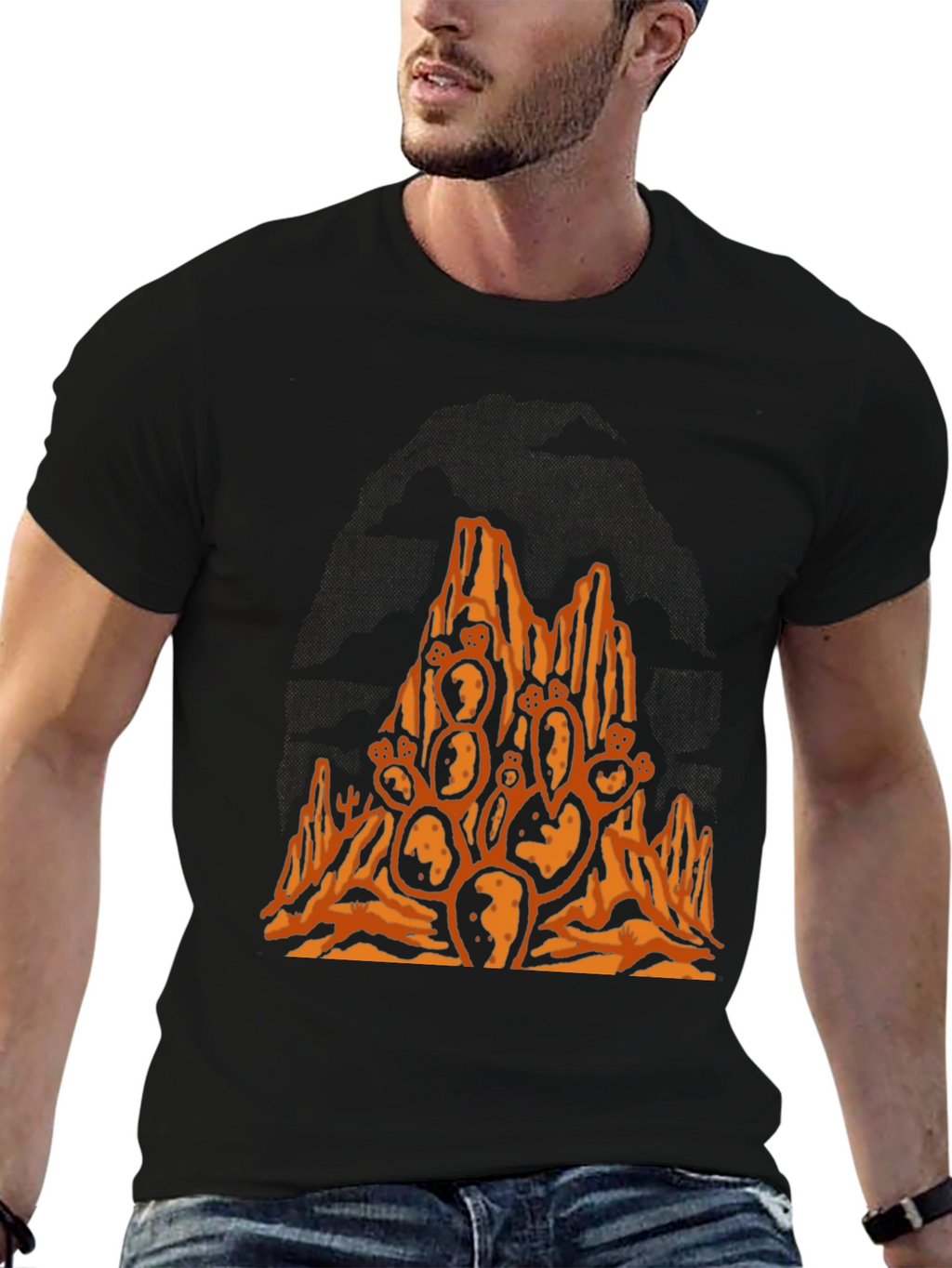 Desert Cactus Black T-Shirt