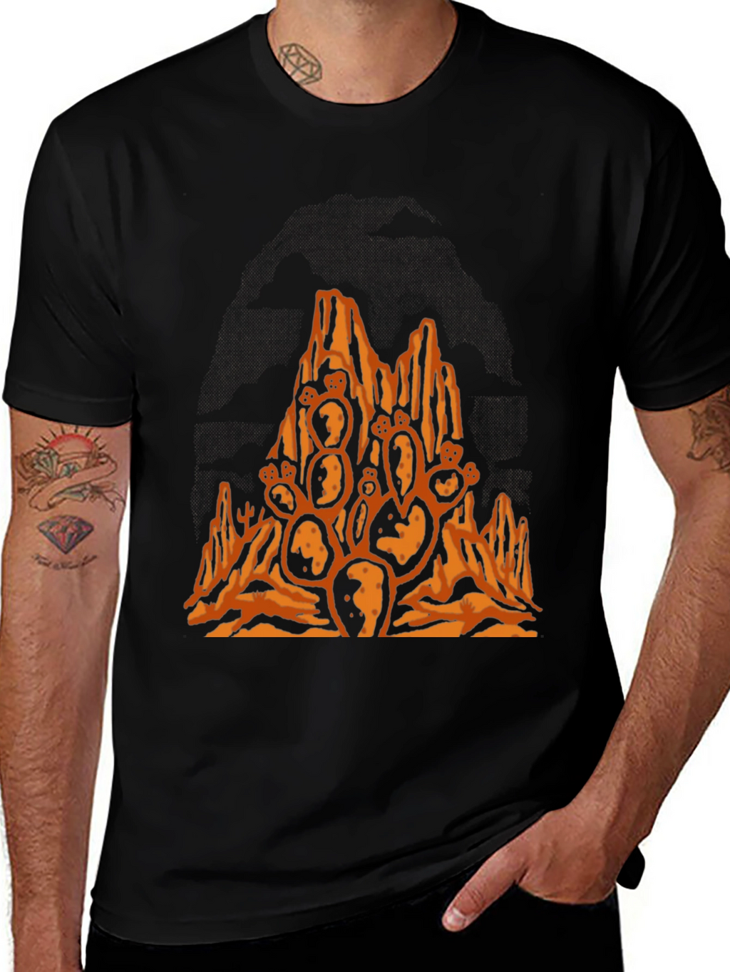 Desert Cactus Black T-Shirt