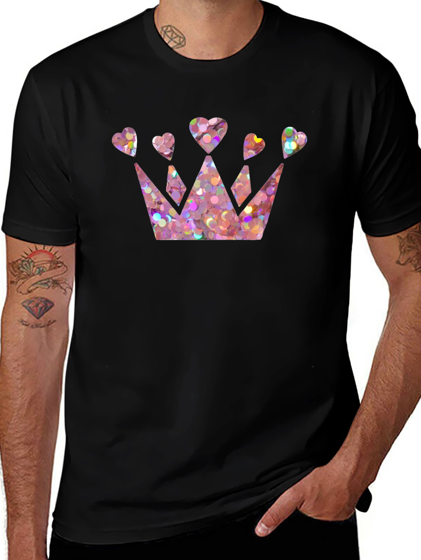 Crown of Hearts Graphic Tee - Stylish Mens T-Shirt