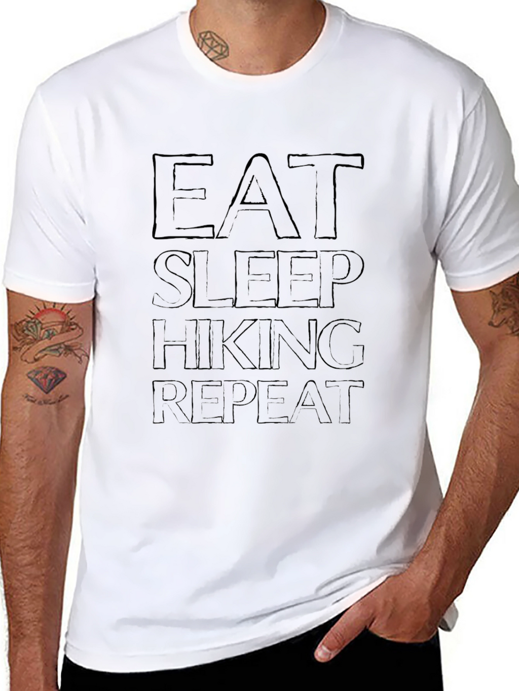 Eat Sleep Hiking Repeat Black Tee Shirt