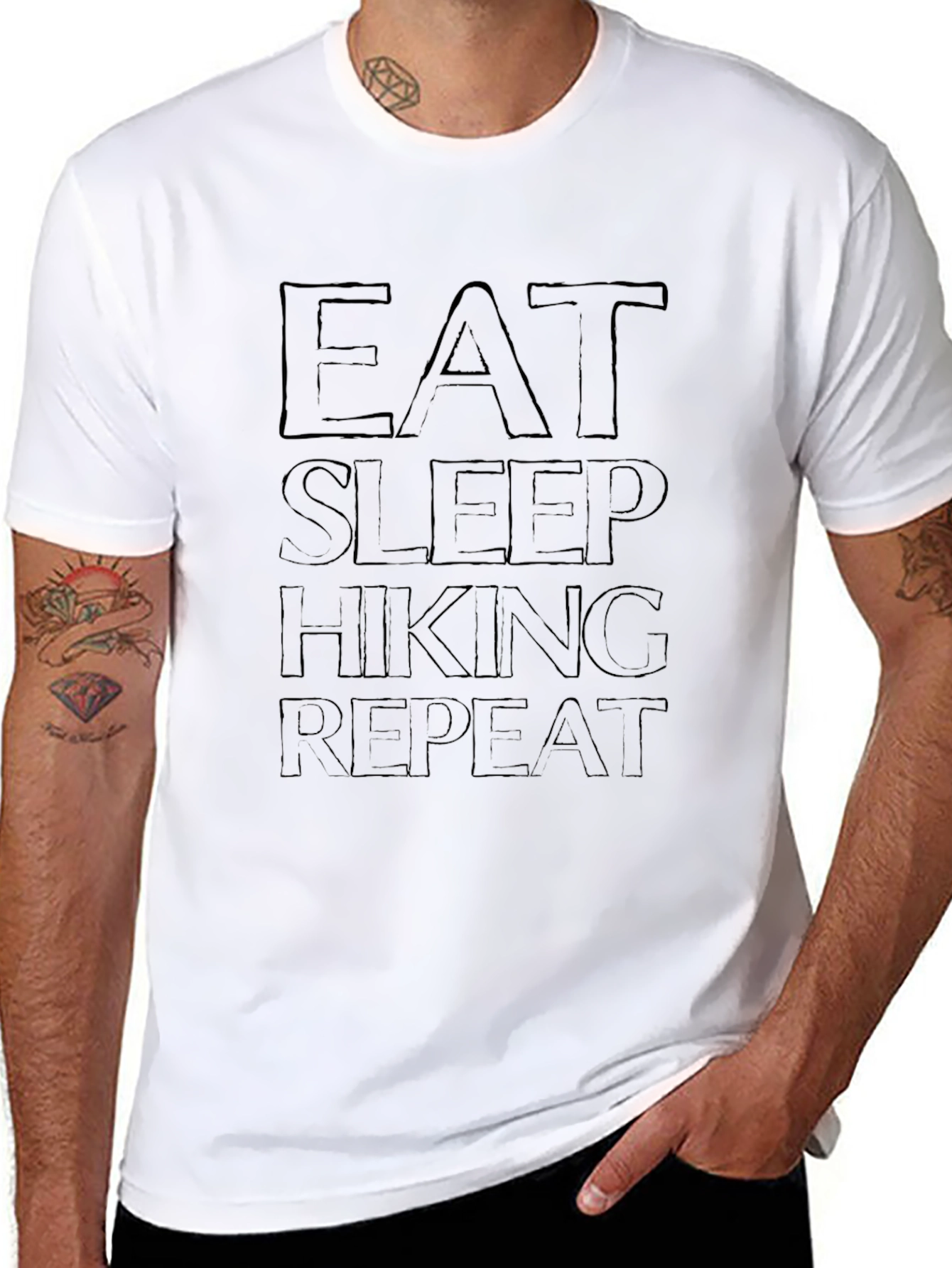 Eat Sleep Hiking Repeat Black Tee Shirt