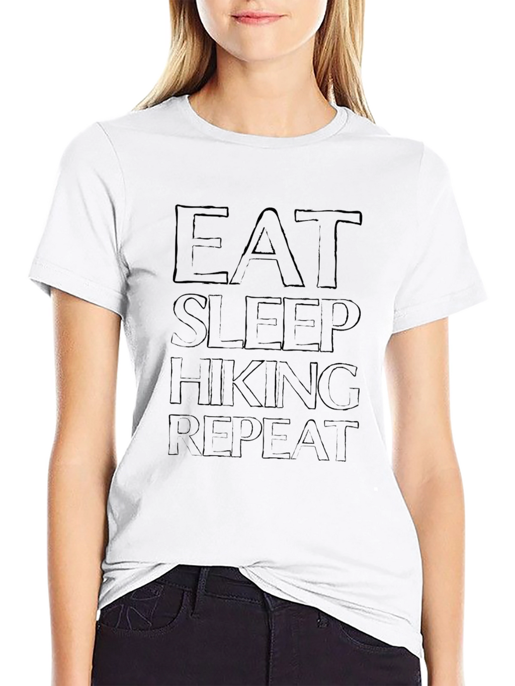 Eat Sleep Hiking Repeat Black Tee Shirt