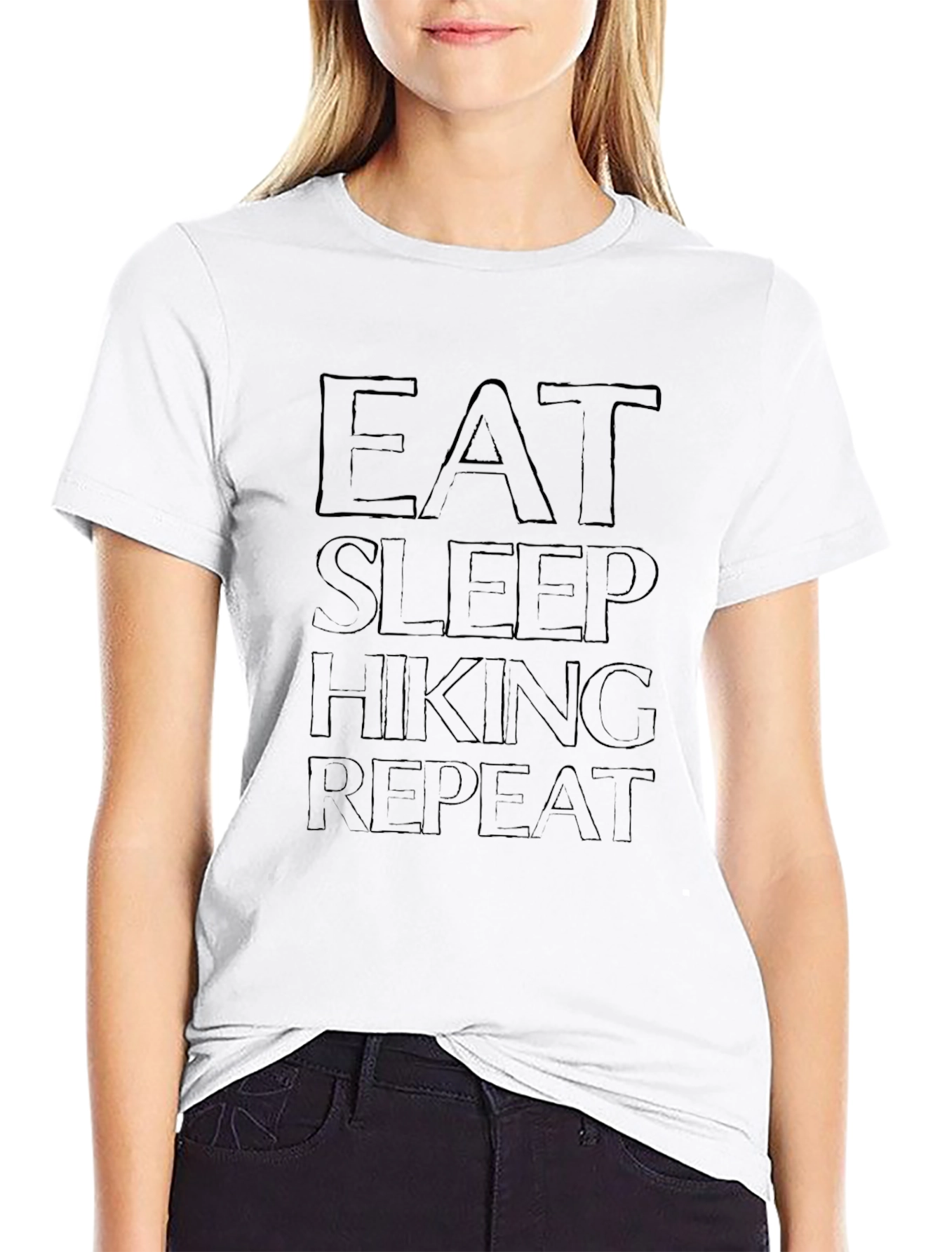 Eat Sleep Hiking Repeat Black Tee Shirt