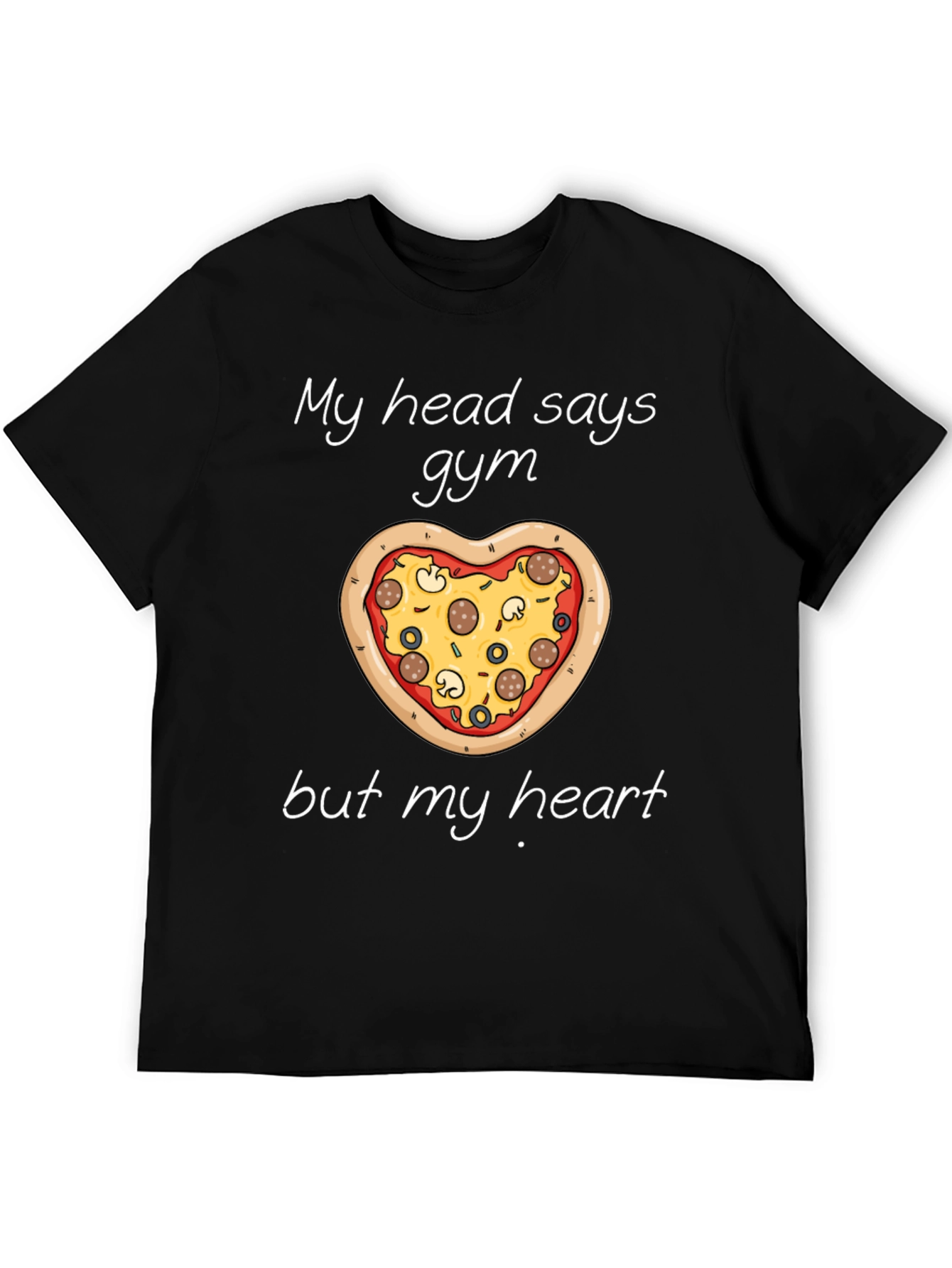 Gym Pizza Heart Graphic Tee Funny Workout Shirt