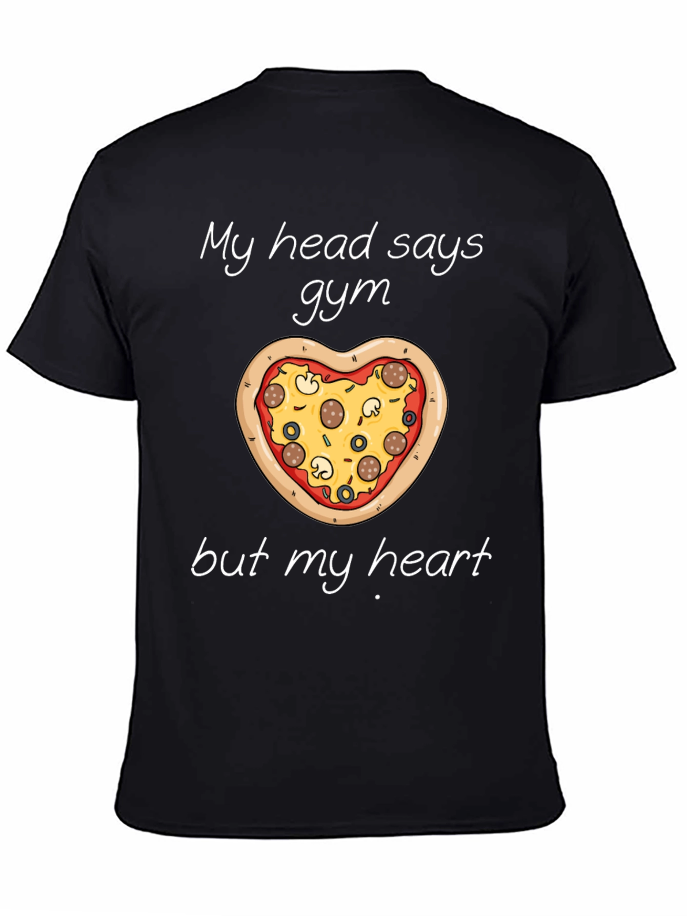 Gym Pizza Heart Graphic Tee Funny Workout Shirt