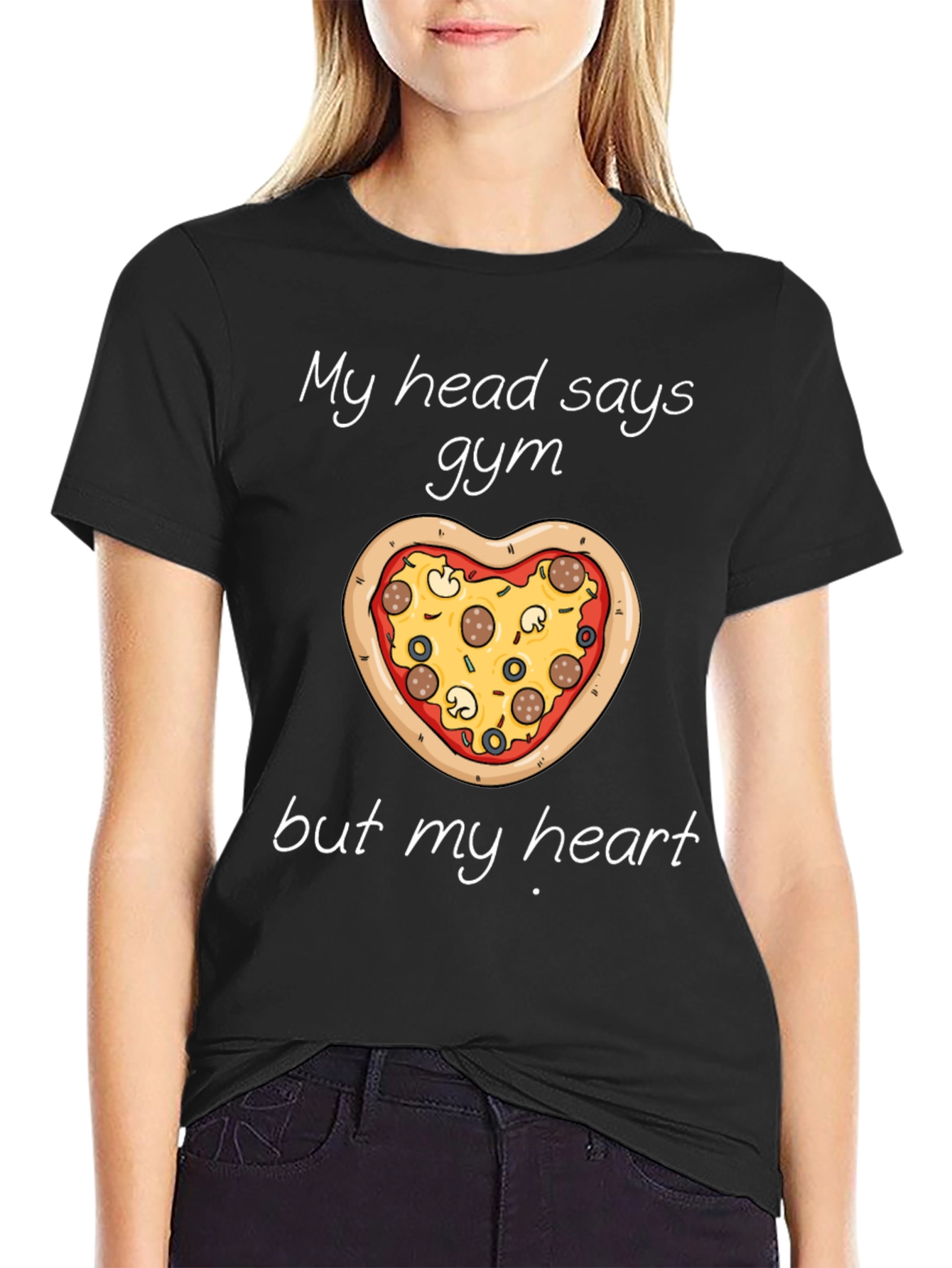 Gym Pizza Heart Graphic Tee Funny Workout Shirt