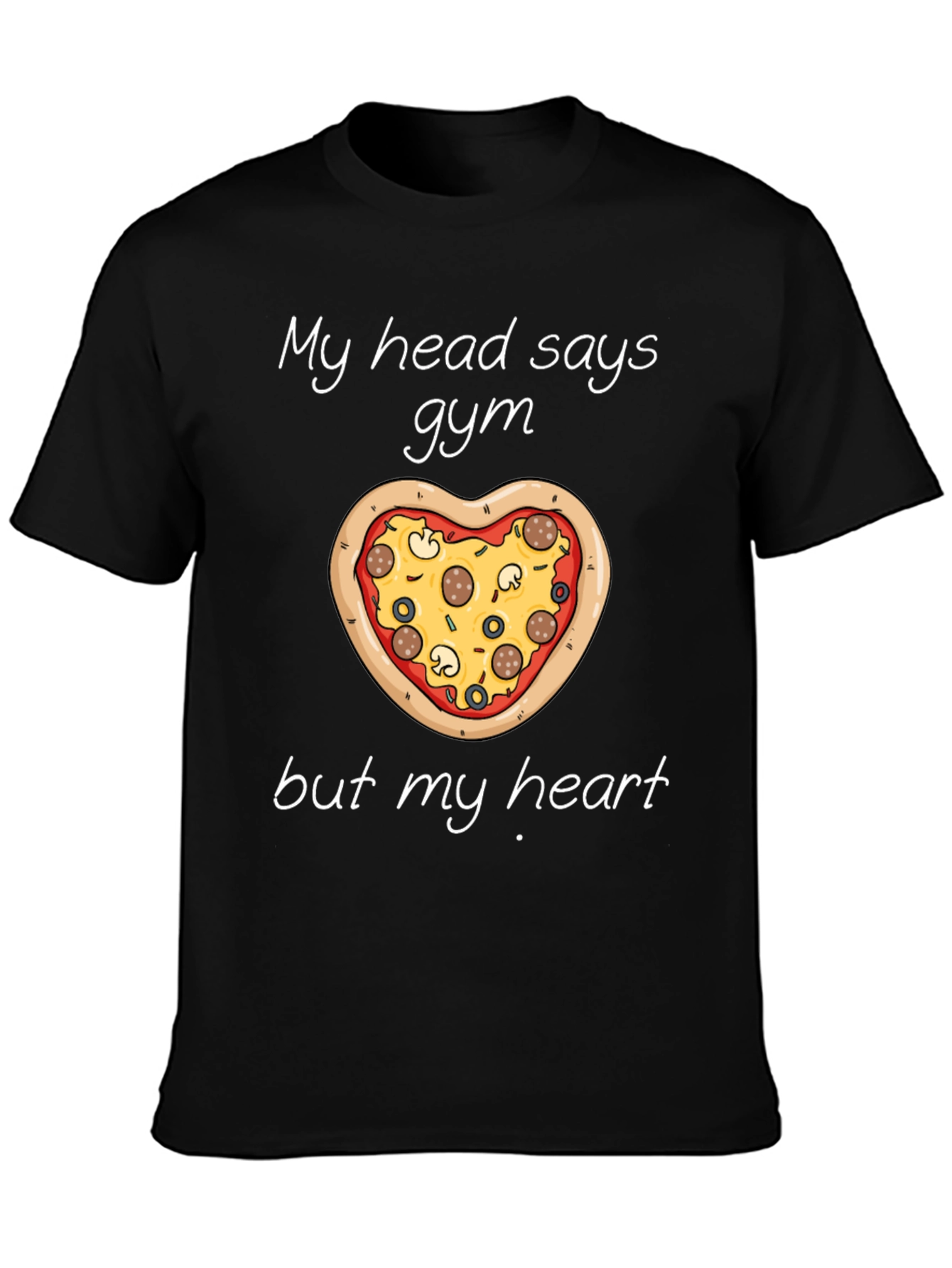 Gym Pizza Heart Graphic Tee Funny Workout Shirt