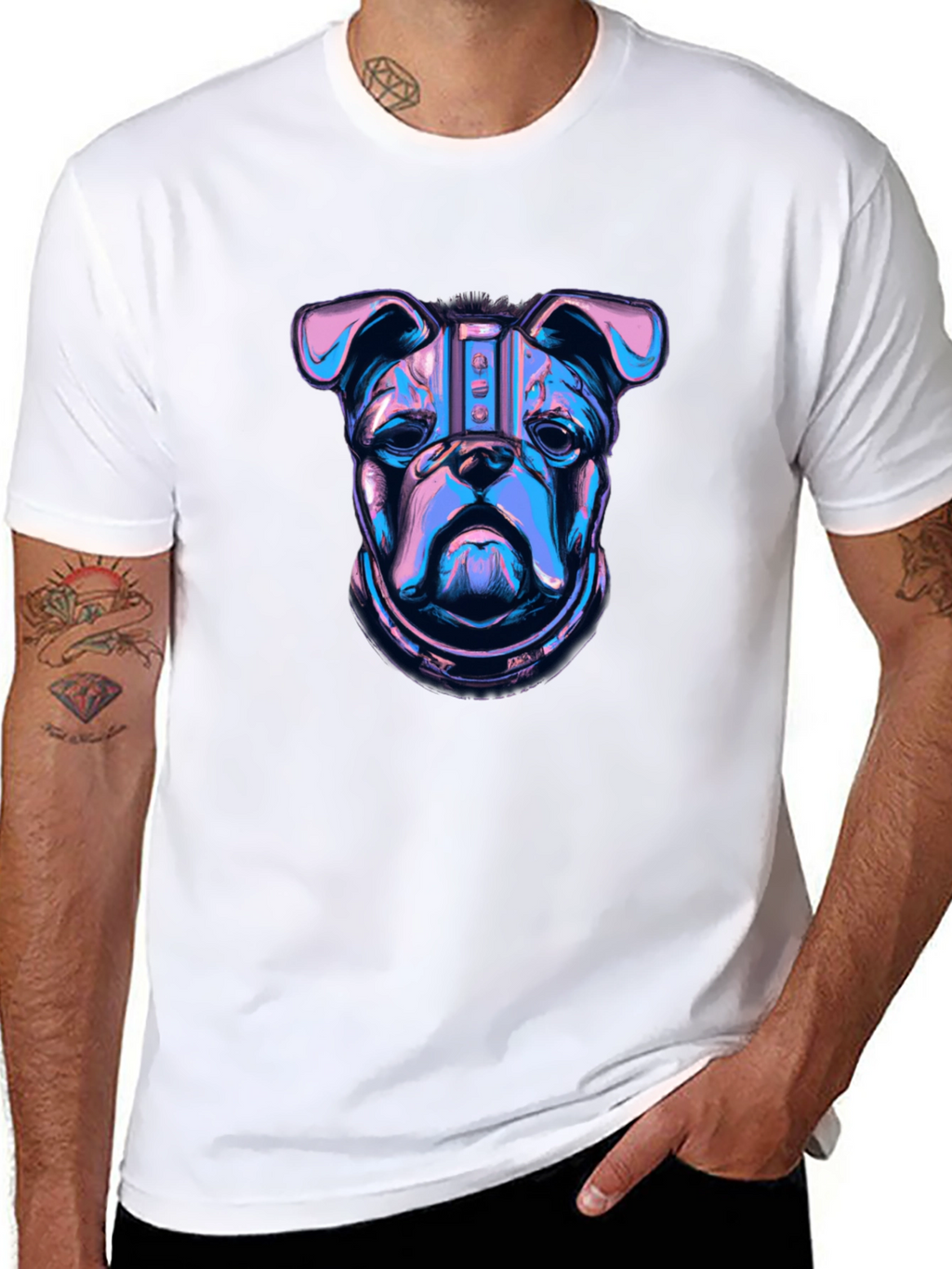 Cyberpunk Bulldog Graphic T-Shirt