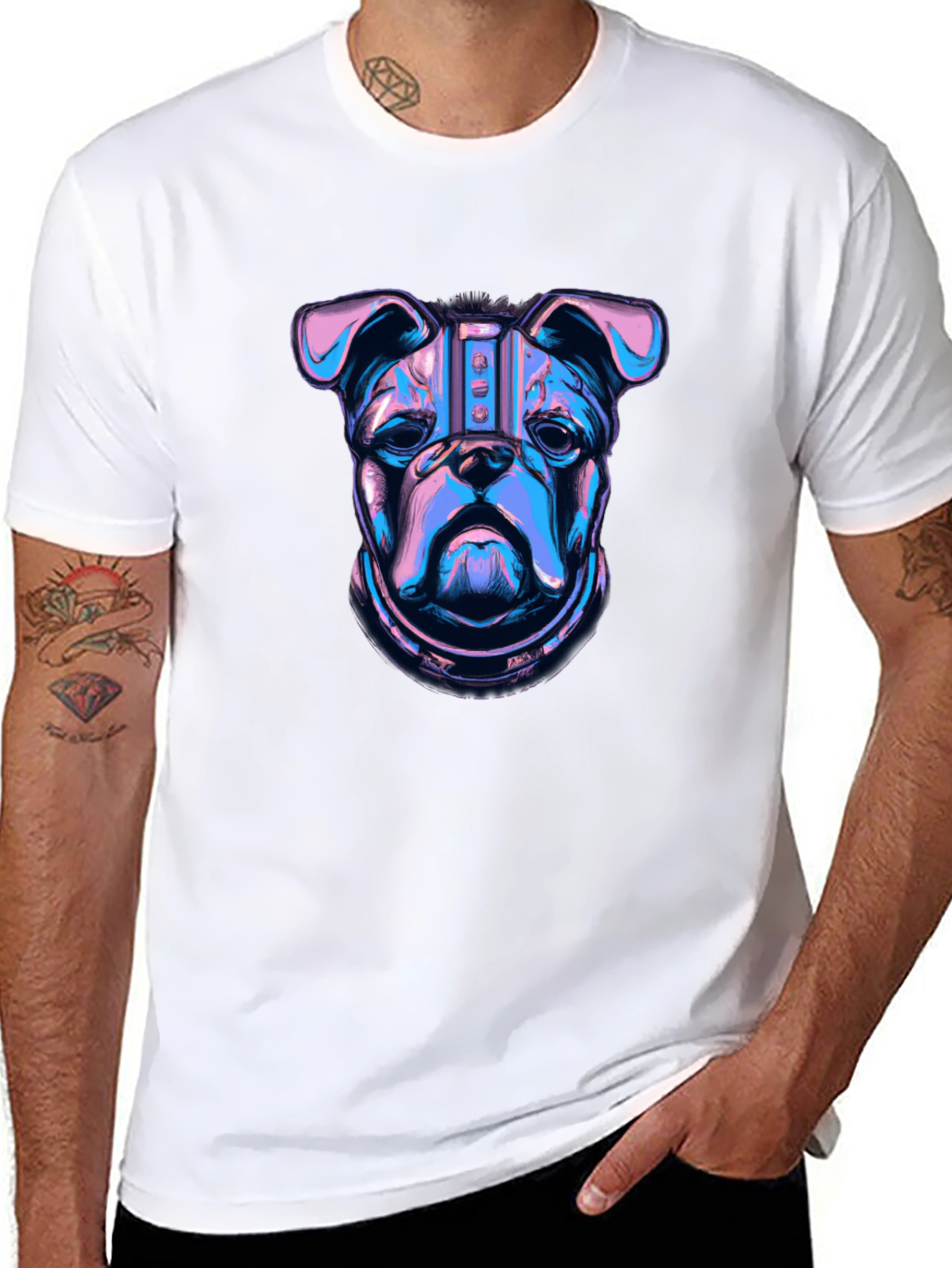 Cyberpunk Bulldog Graphic T-Shirt