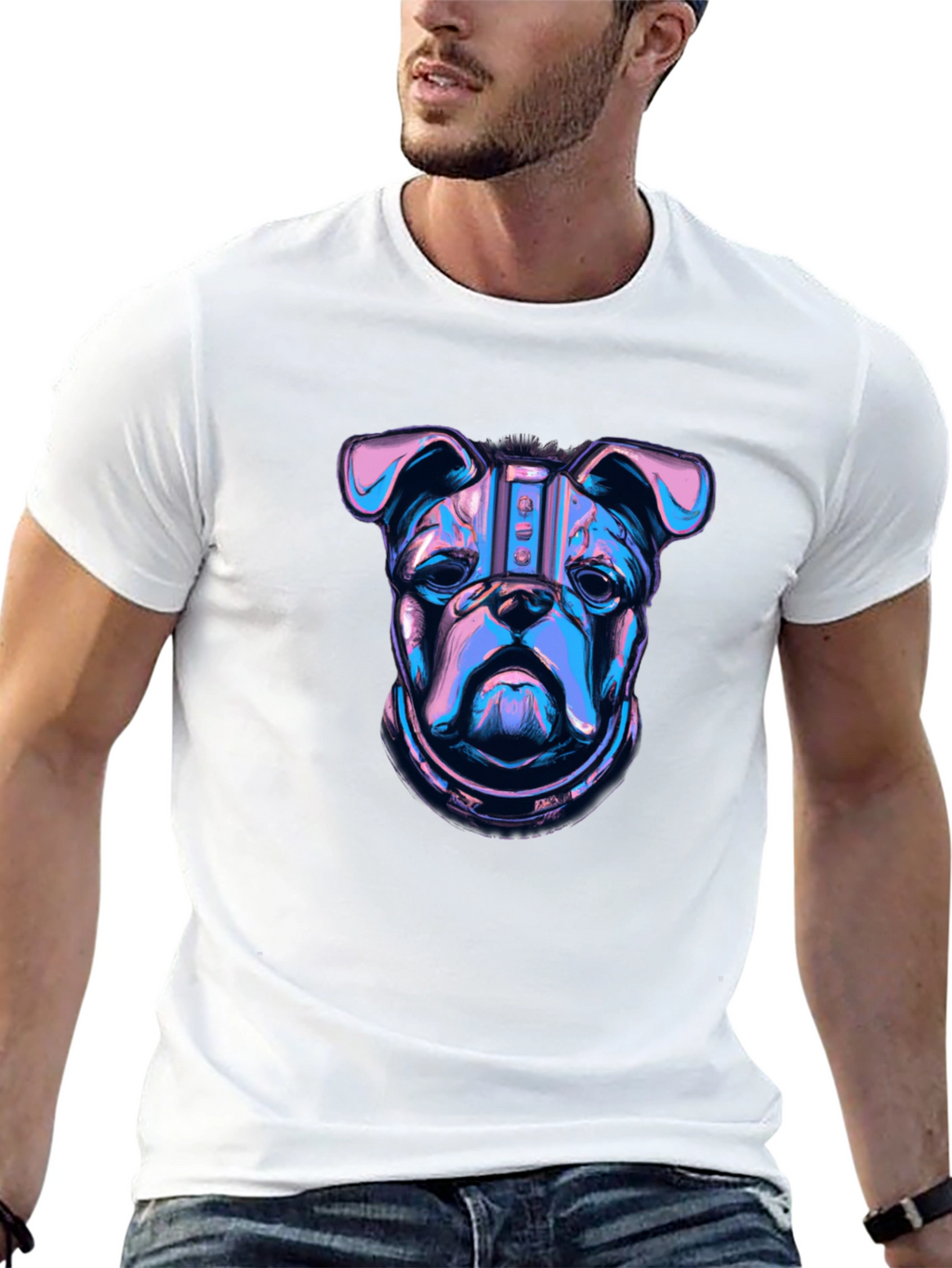 Cyberpunk Bulldog Graphic T-Shirt