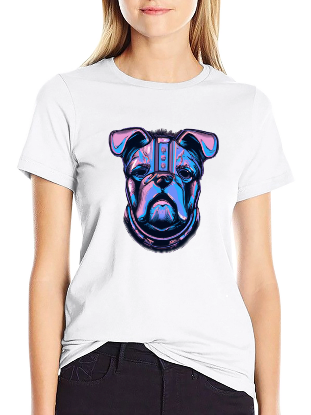 Cyberpunk Bulldog Graphic T-Shirt