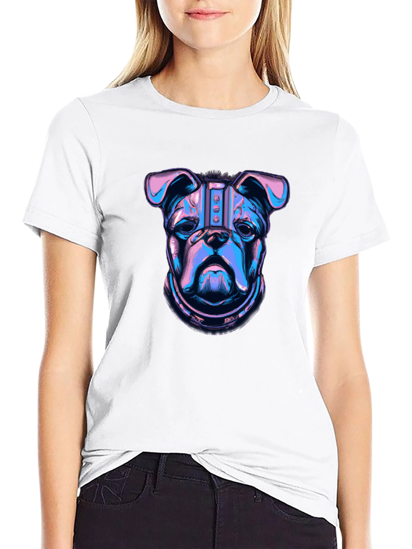 Cyberpunk Bulldog Graphic T-Shirt