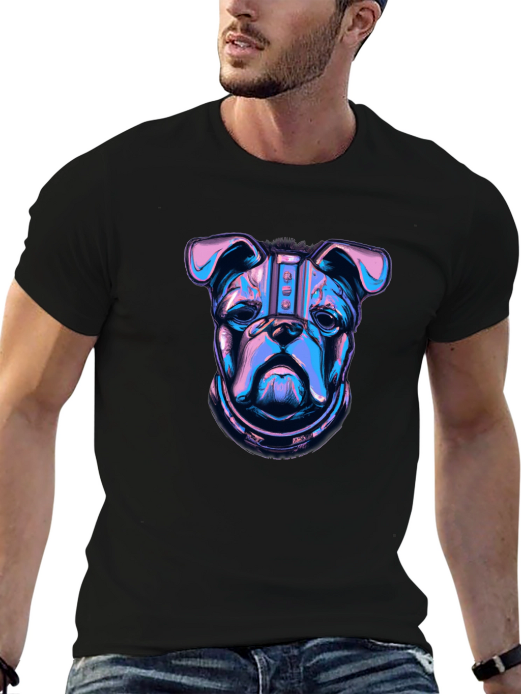 Cyberpunk Bulldog Graphic T-Shirt