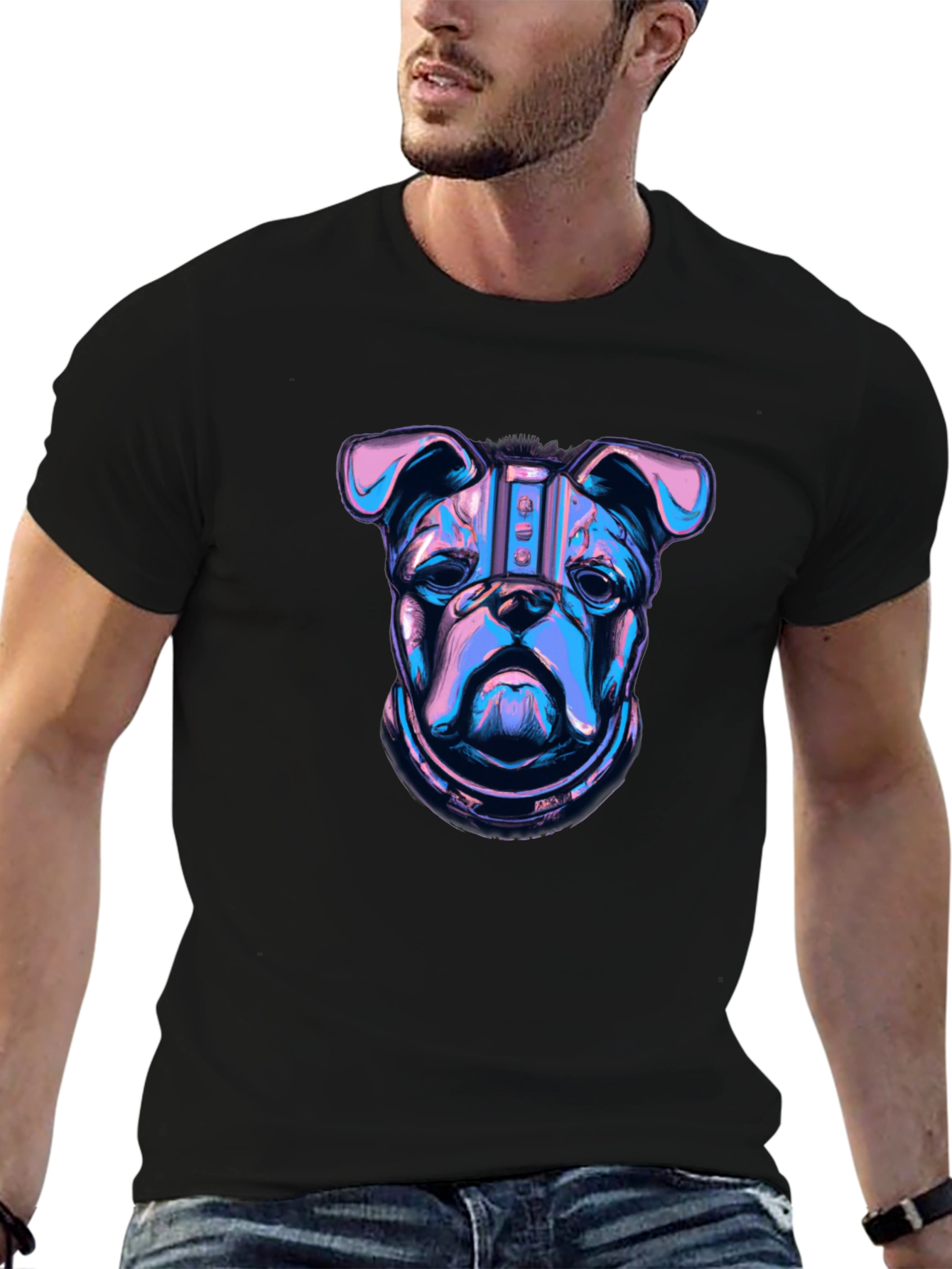 Cyberpunk Bulldog Graphic T-Shirt