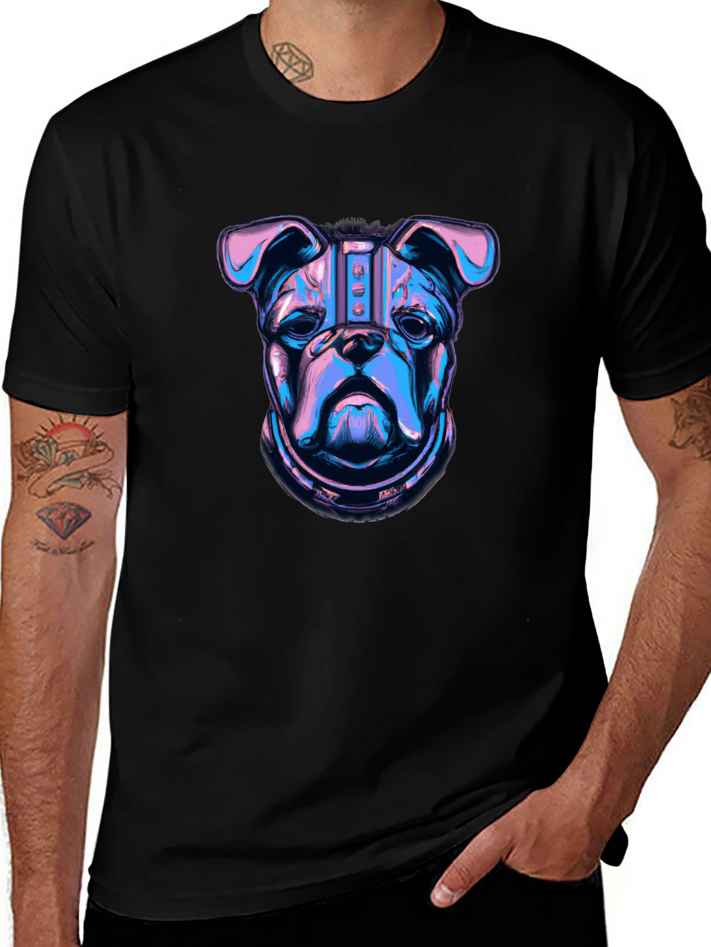 Cyberpunk Bulldog Graphic T-Shirt
