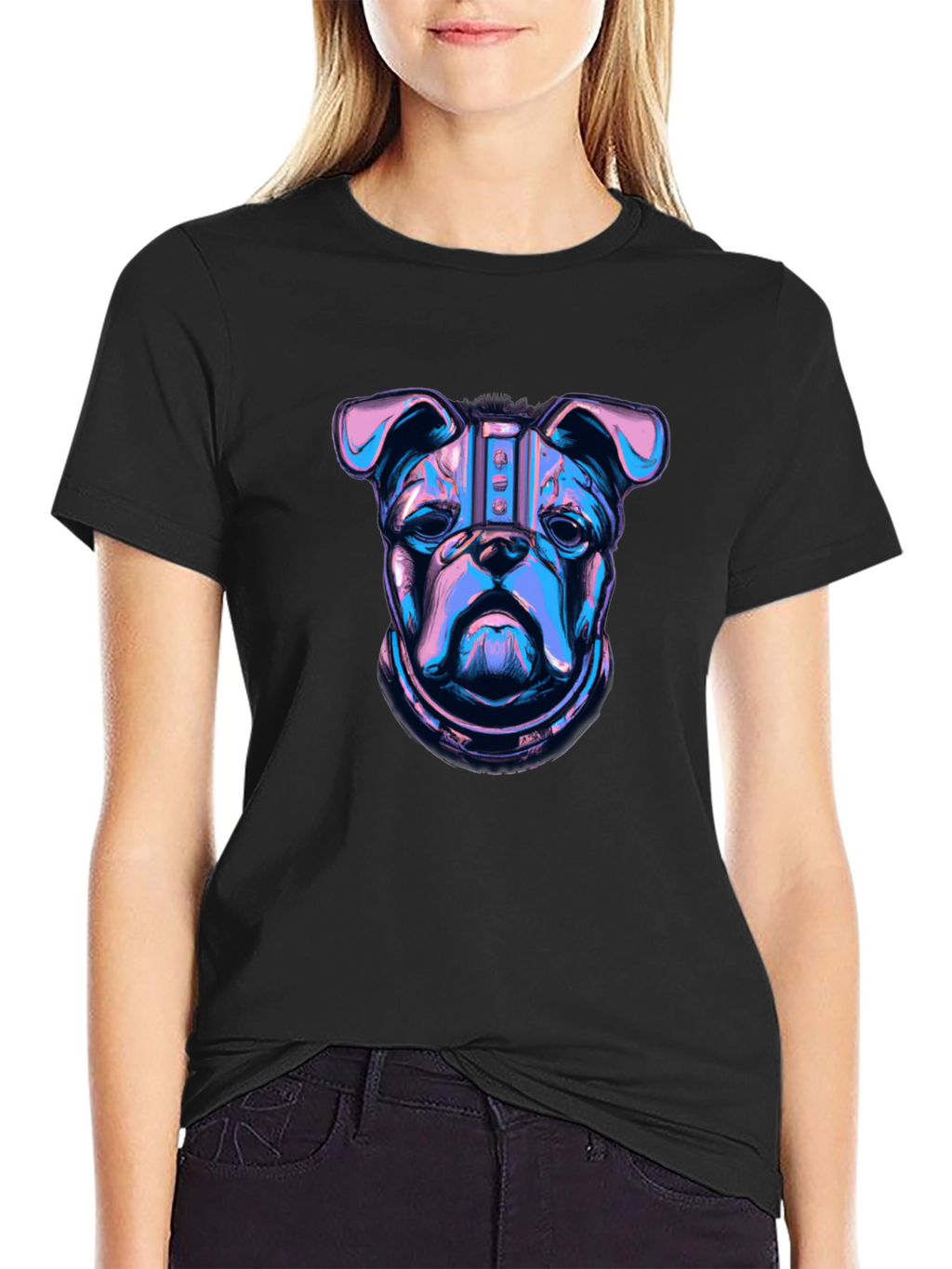 Cyberpunk Bulldog Graphic T-Shirt