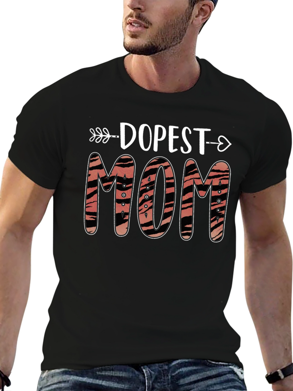 Dopest Mom Tiger Print Graphic T-Shirt