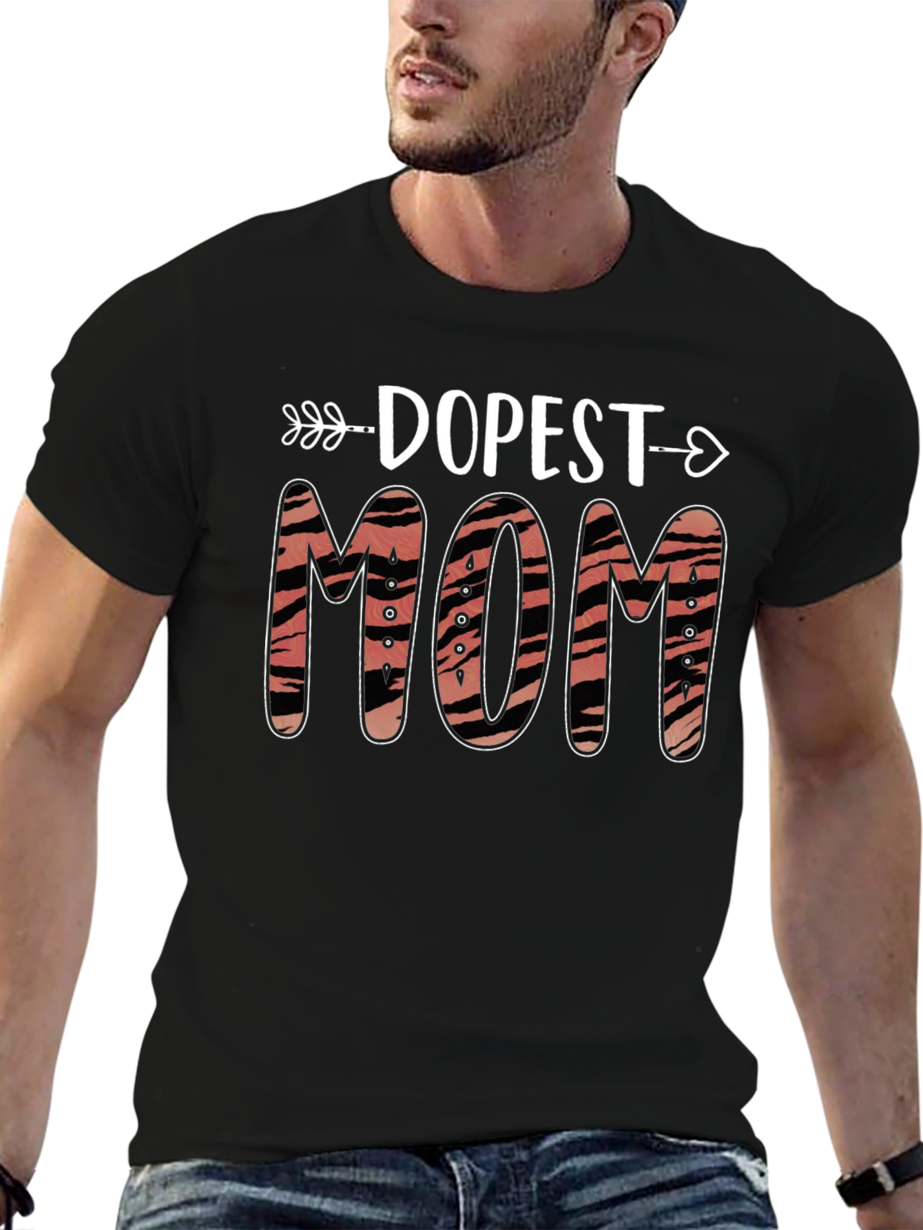 Dopest Mom Tiger Print Graphic T-Shirt