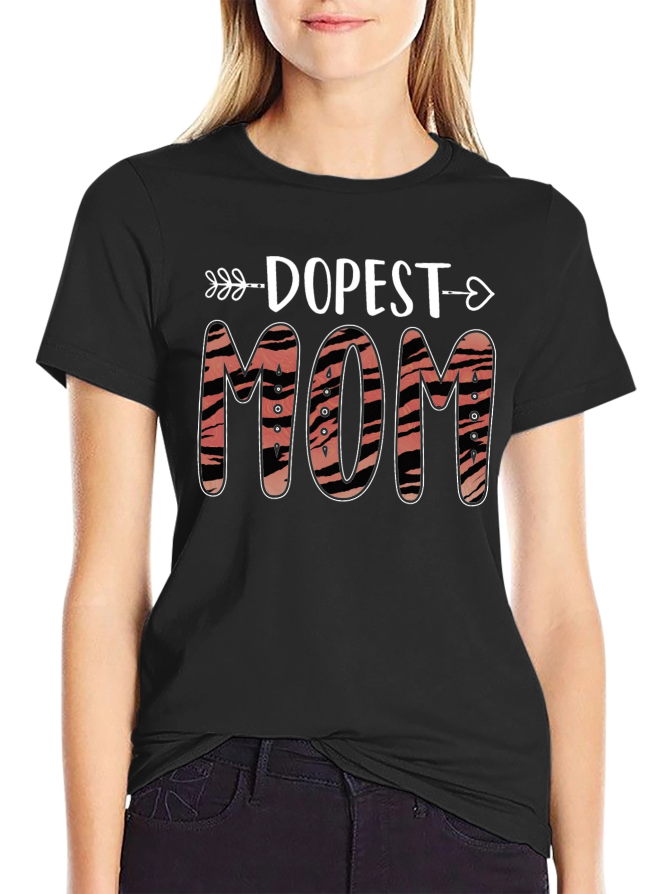 Dopest Mom Tiger Print Graphic T-Shirt