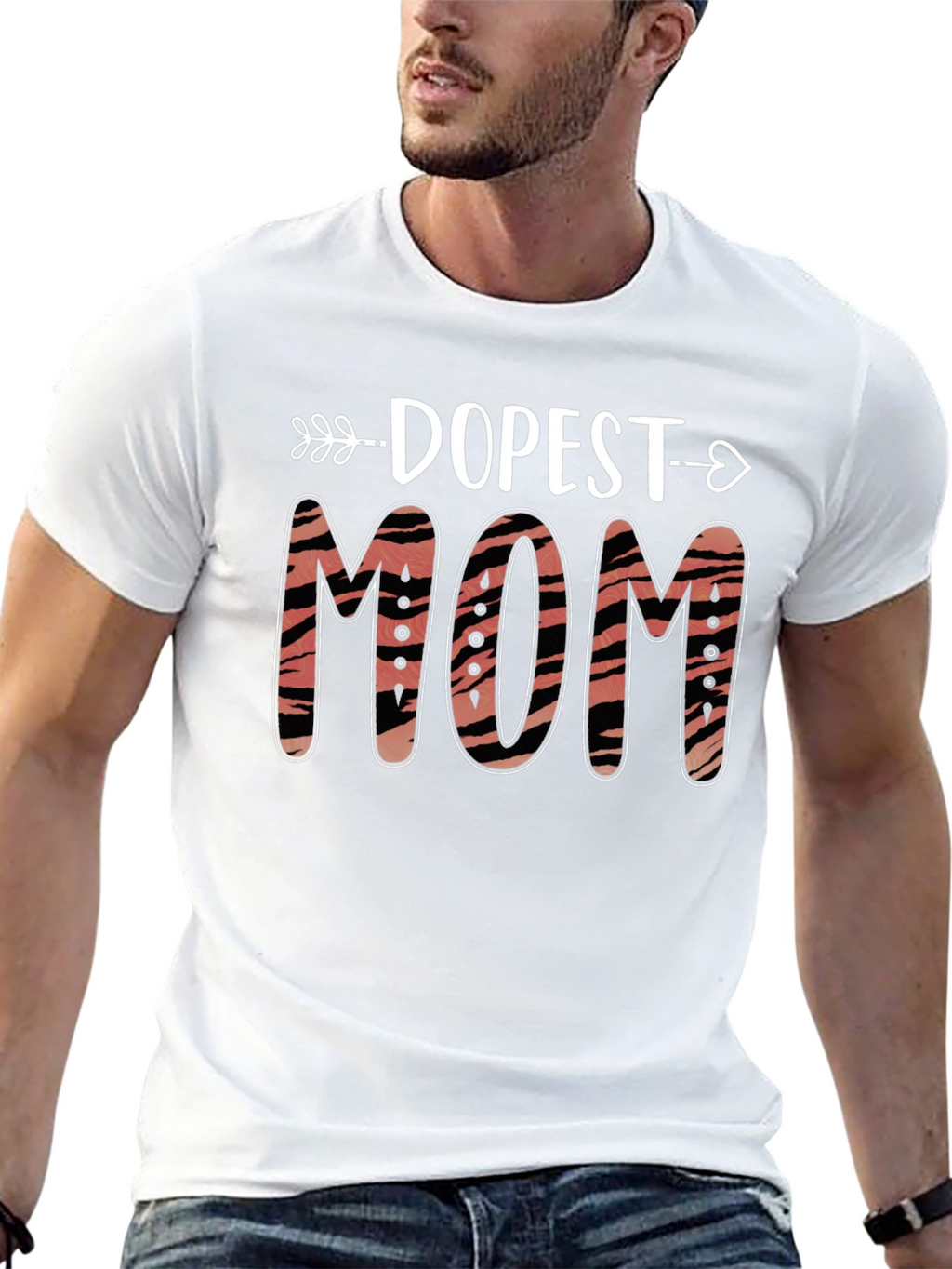 Dopest Mom Tiger Print Graphic T-Shirt