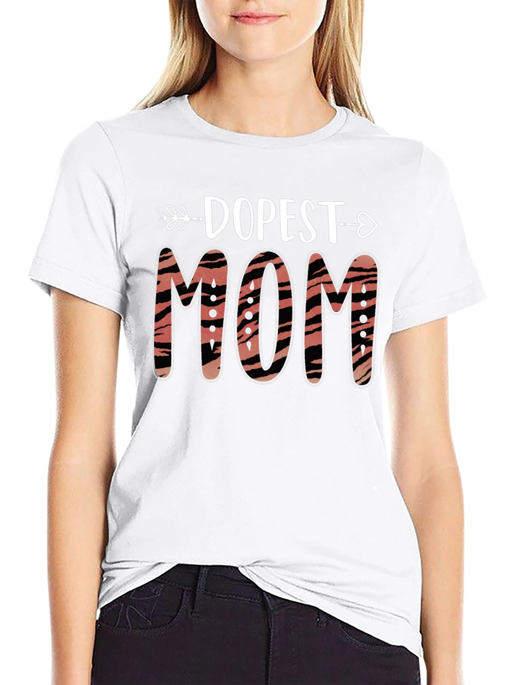 Dopest Mom Tiger Print Graphic T-Shirt
