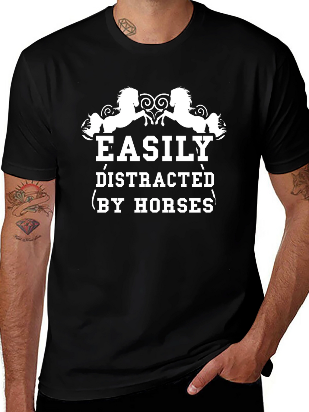 Easily Distracted By Horses Graphic T-Shirt
