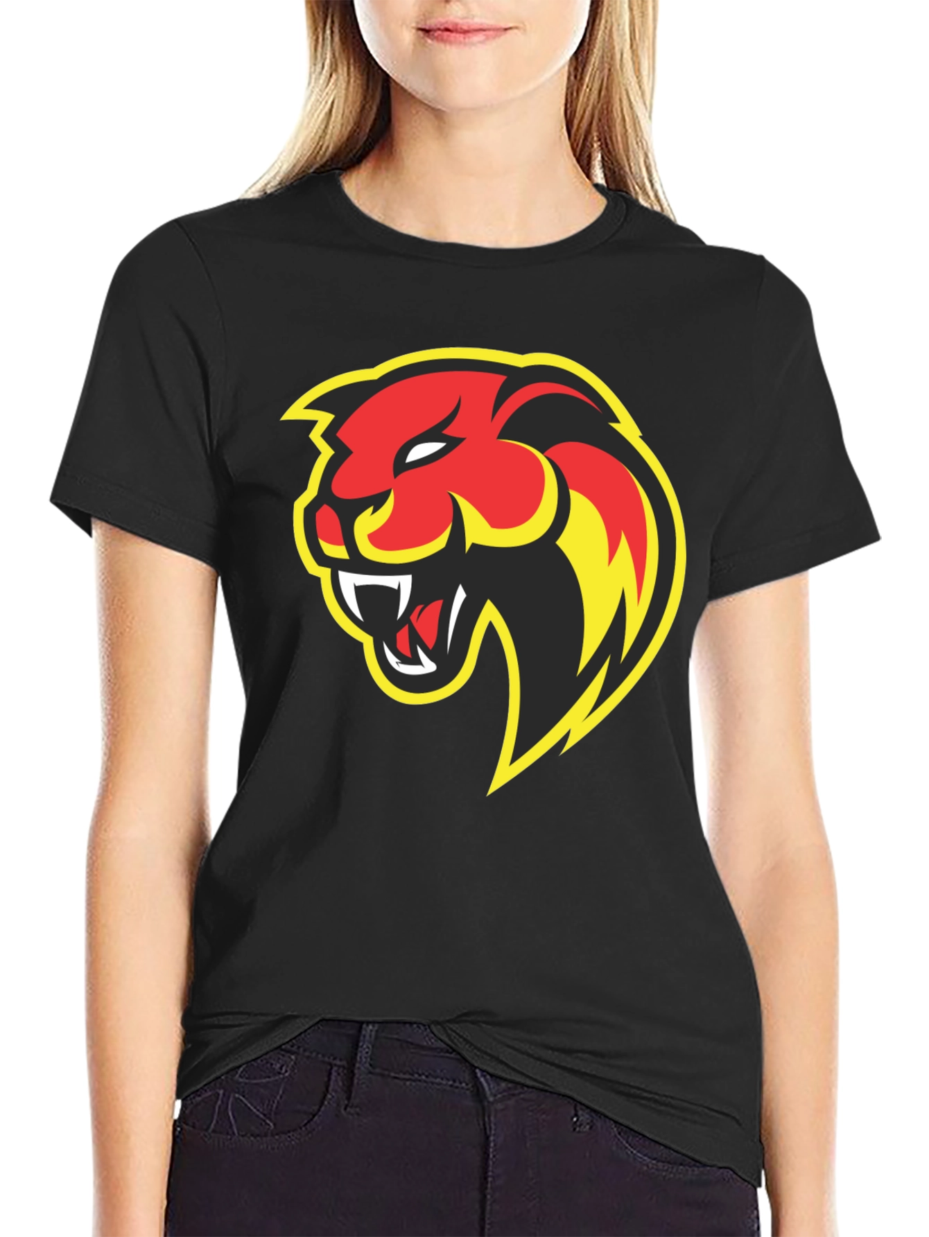 Bold Panther Graphic Tee - Black Cotton T-Shirt