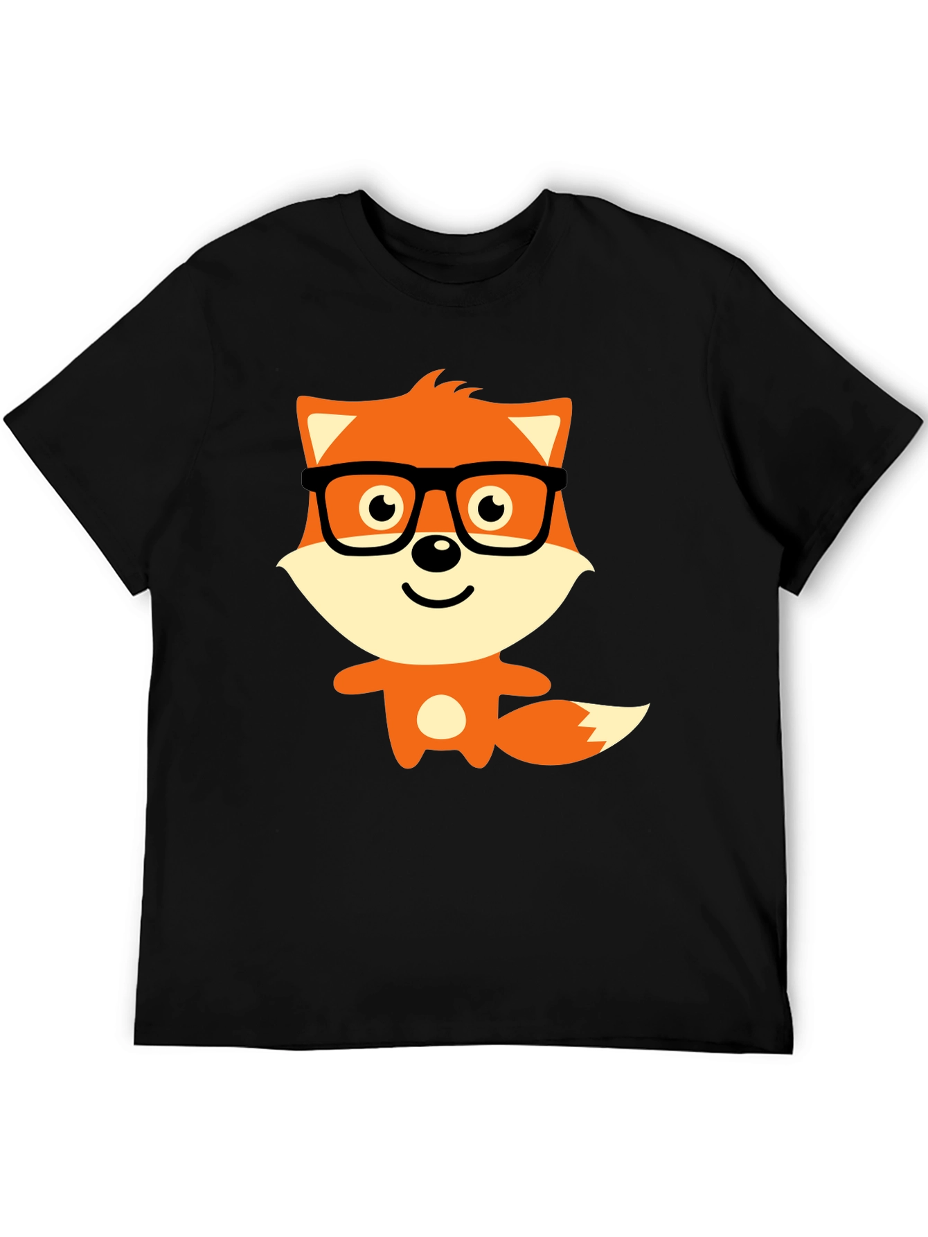 Geeky Fox Graphic Tee - Black Casual T-Shirt